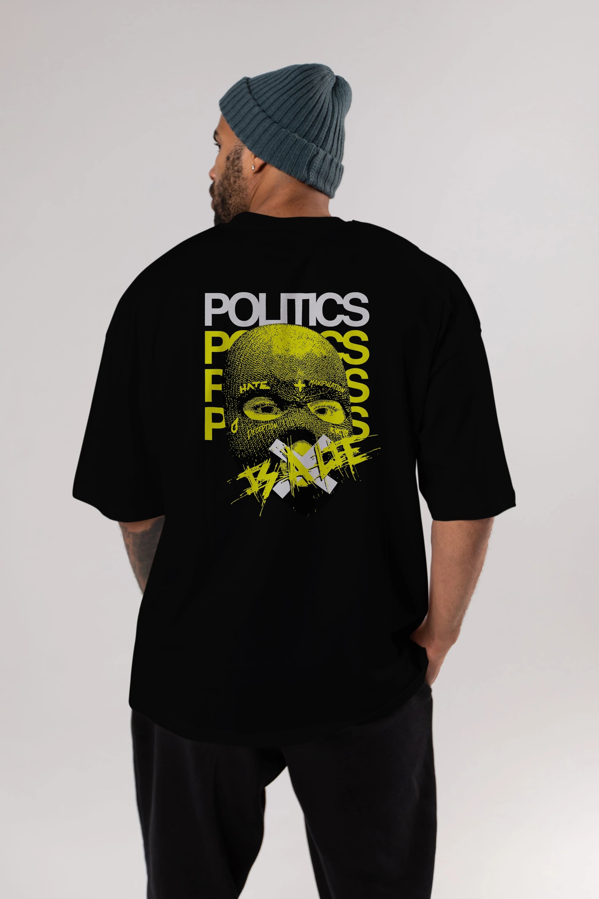 Politics is a Lie Arka Baskılı Oversize t-shirt Erkek Kadın Unisex