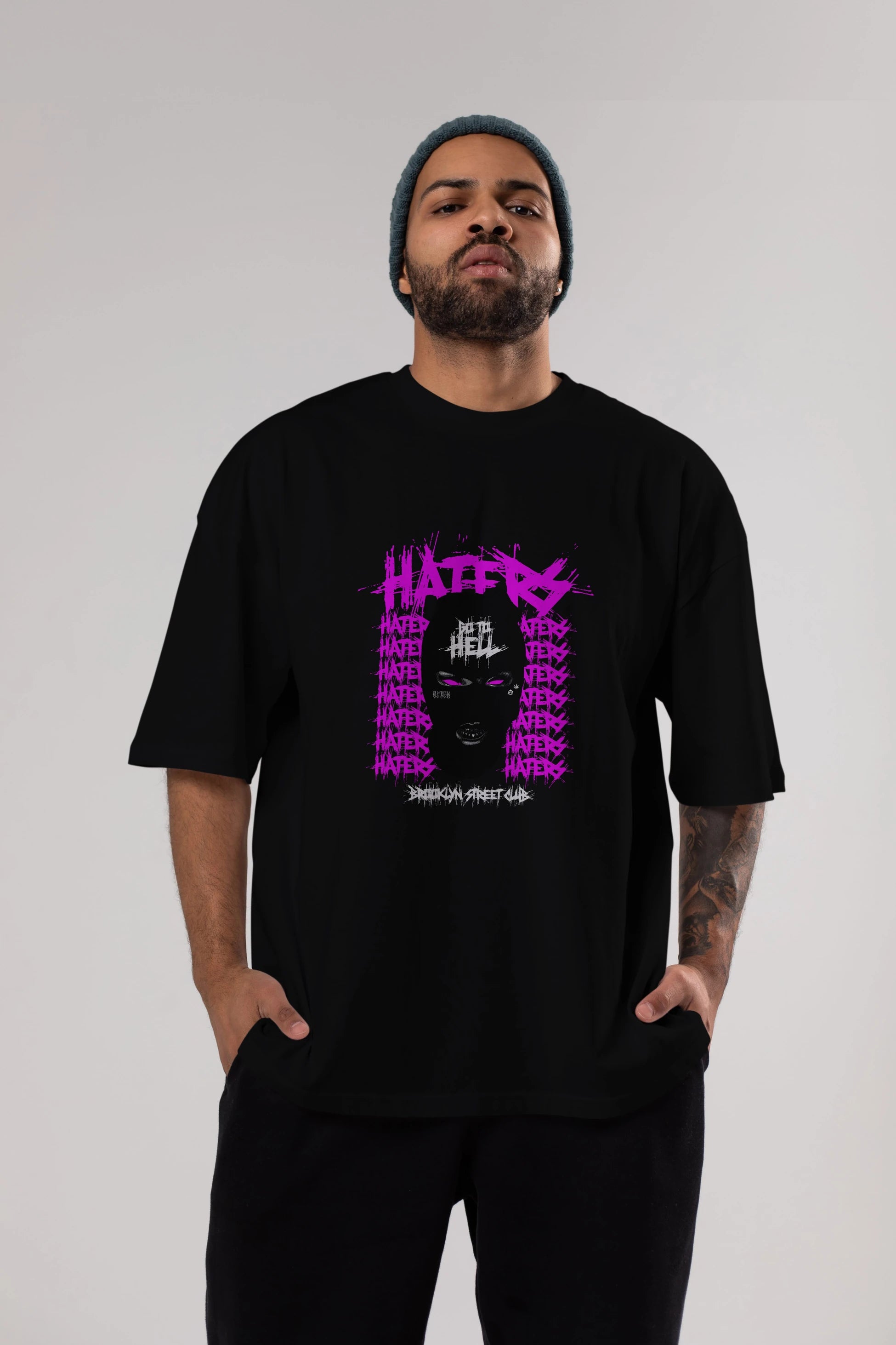 Haters Brooklyn Street Club Ön Baskılı Oversize t-shirt Erkek Kadın Unisex
