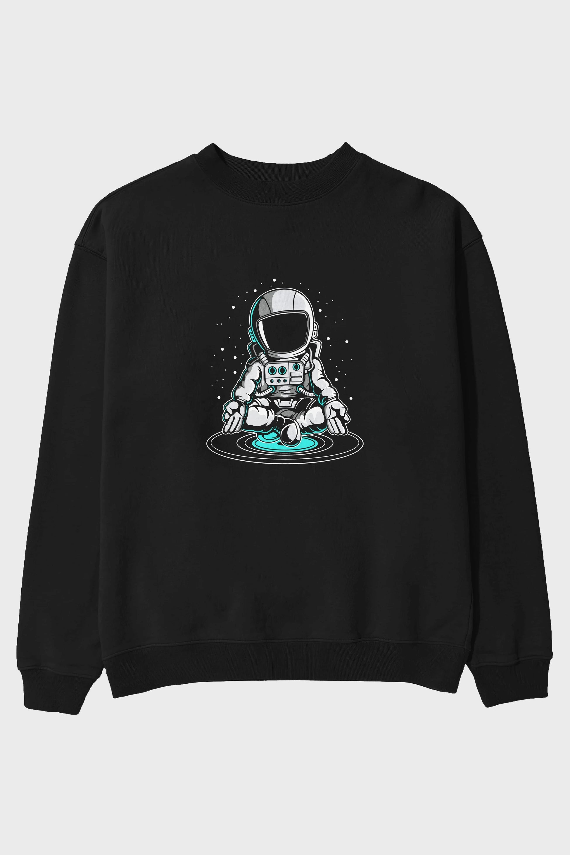 Astronaut Meditation Ön Baskılı Oversize Sweatshirt Erkek Kadın Unisex