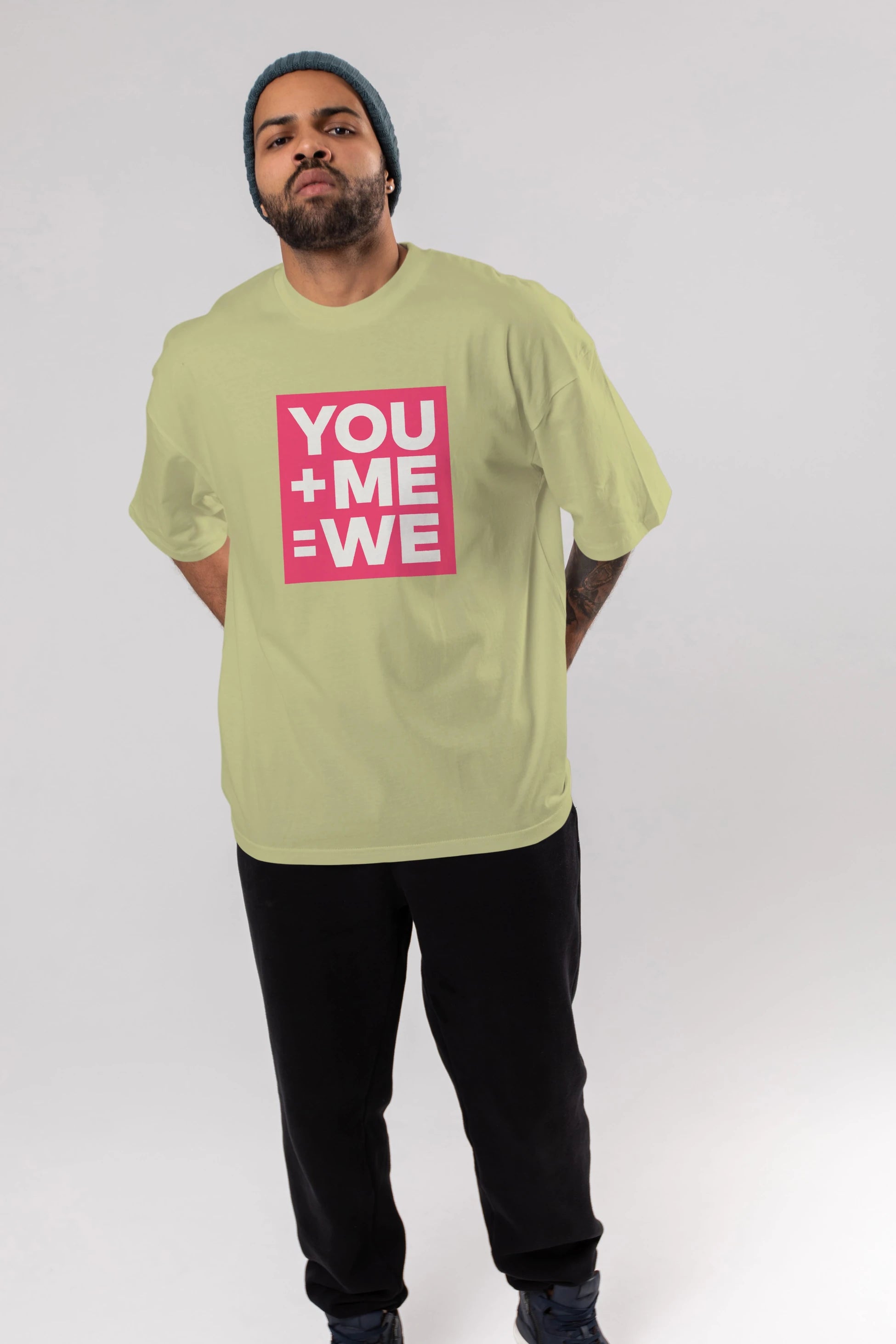 You Me We Yazılı Ön Baskılı Oversize t-shirt Erkek Kadın Unisex