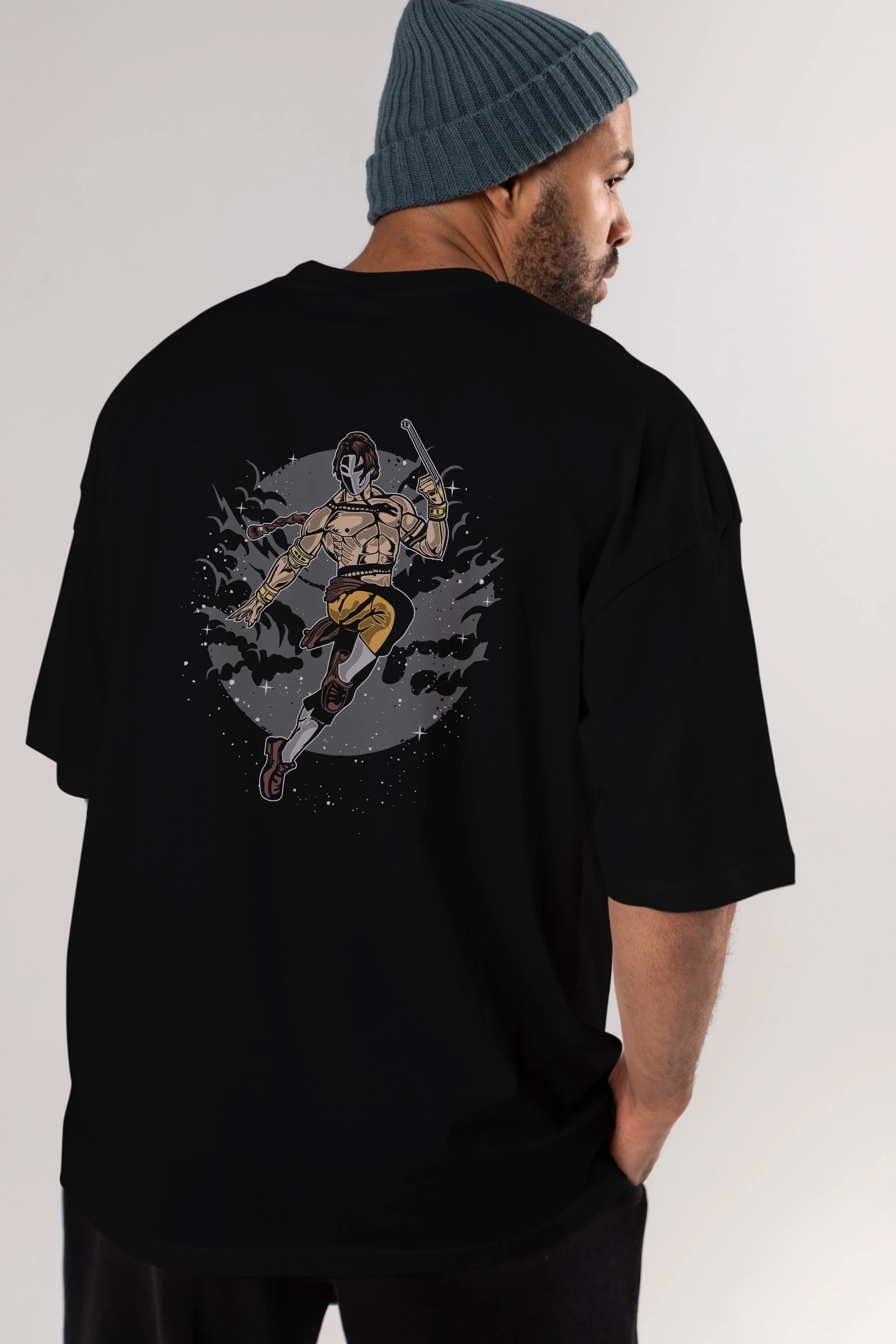 Vega Arka Baskılı Oversize t-shirt Erkek Kadın Unisex %100 Pamuk