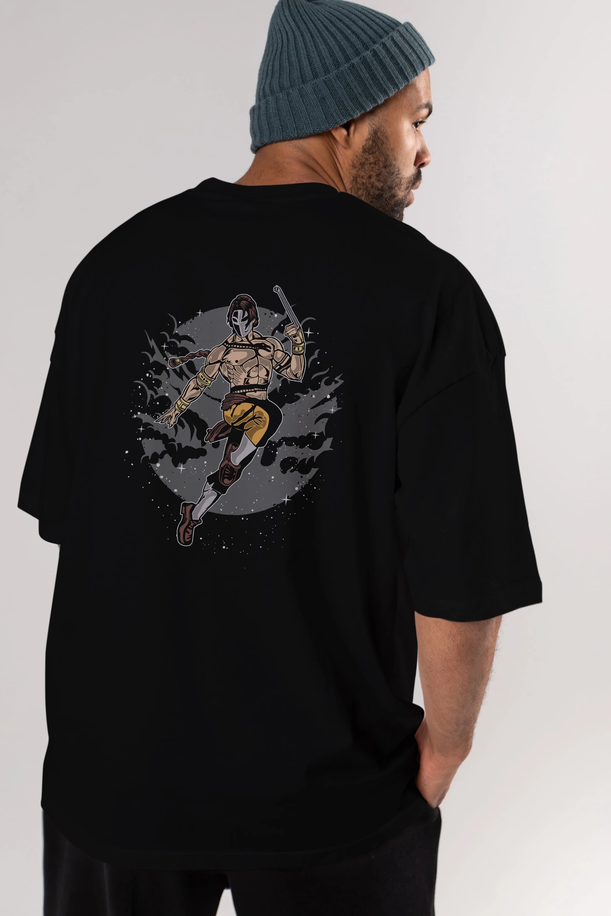 Vega Arka Baskılı Oversize t-shirt Erkek Kadın Unisex %100 Pamuk