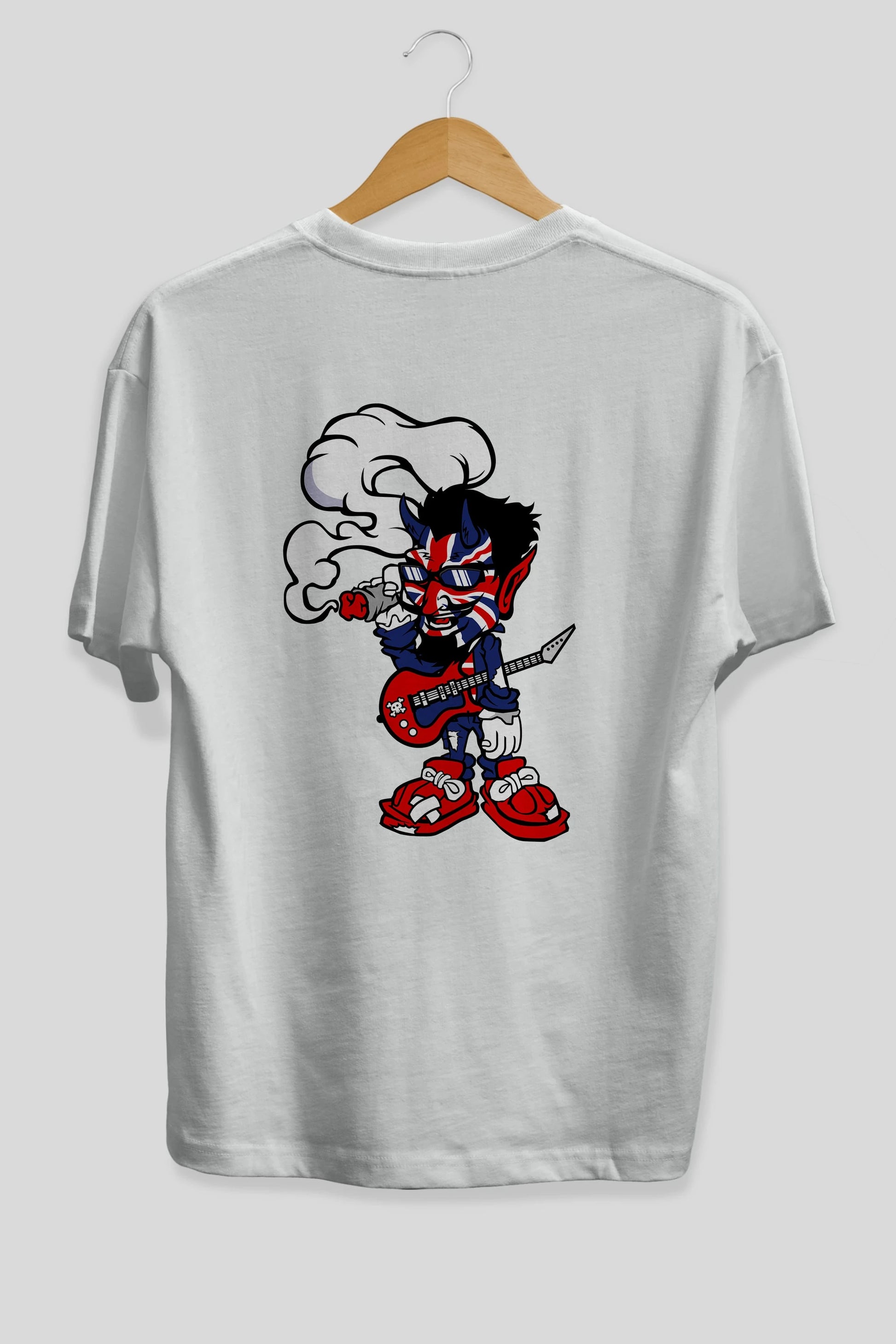 Uk Devil Rockstar Arka Baskılı Oversize t-shirt Erkek Kadın Unisex %100 Pamuk tişort
