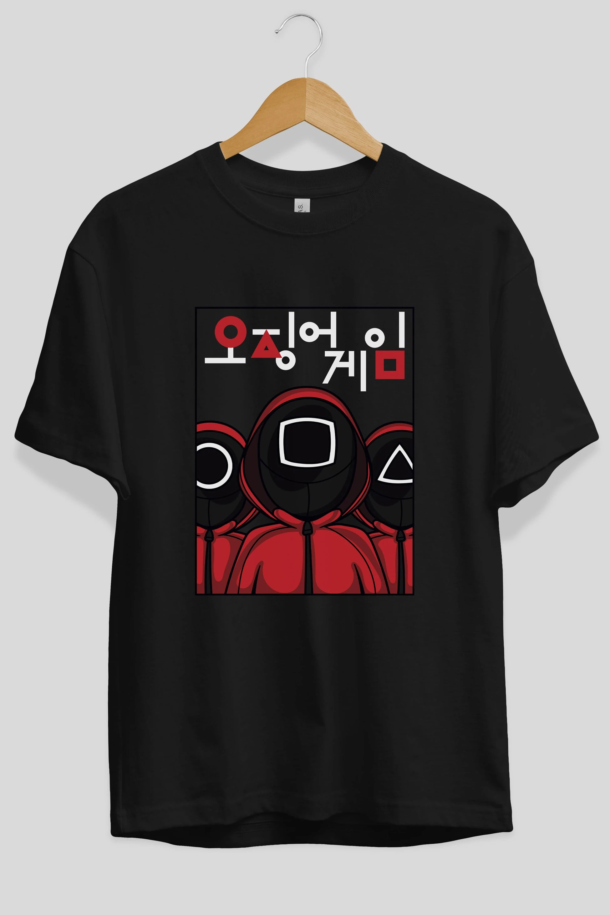 Squid Game (7) Ön Baskılı Oversize t-shirt Erkek Kadın Unisex %100 Pamuk Bisiklet Yaka tişort