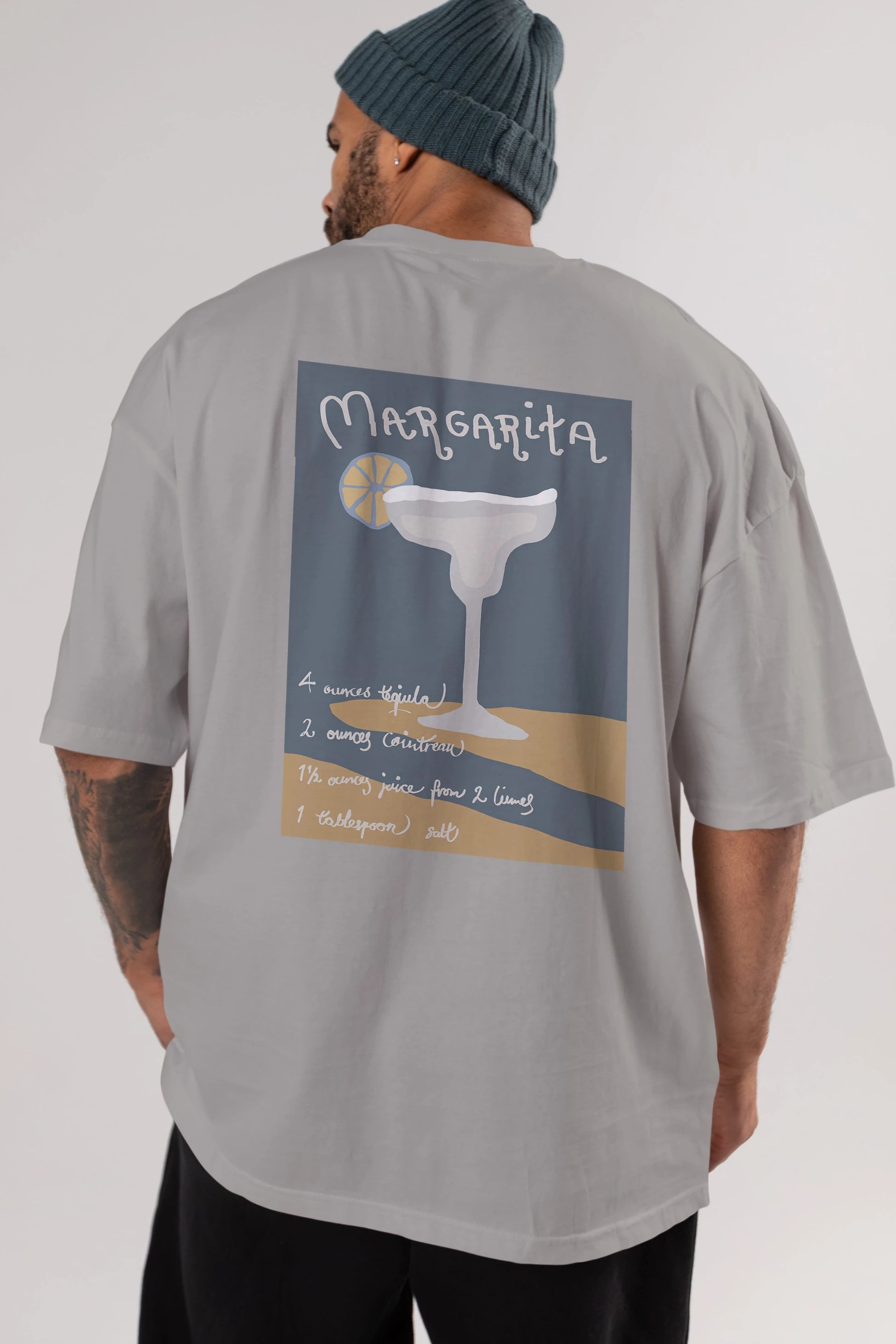 Margarita 2 Arka Baskılı Oversize t-shirt Erkek Kadın Unisex %100 Pamuk Bisiklet Yaka tişort