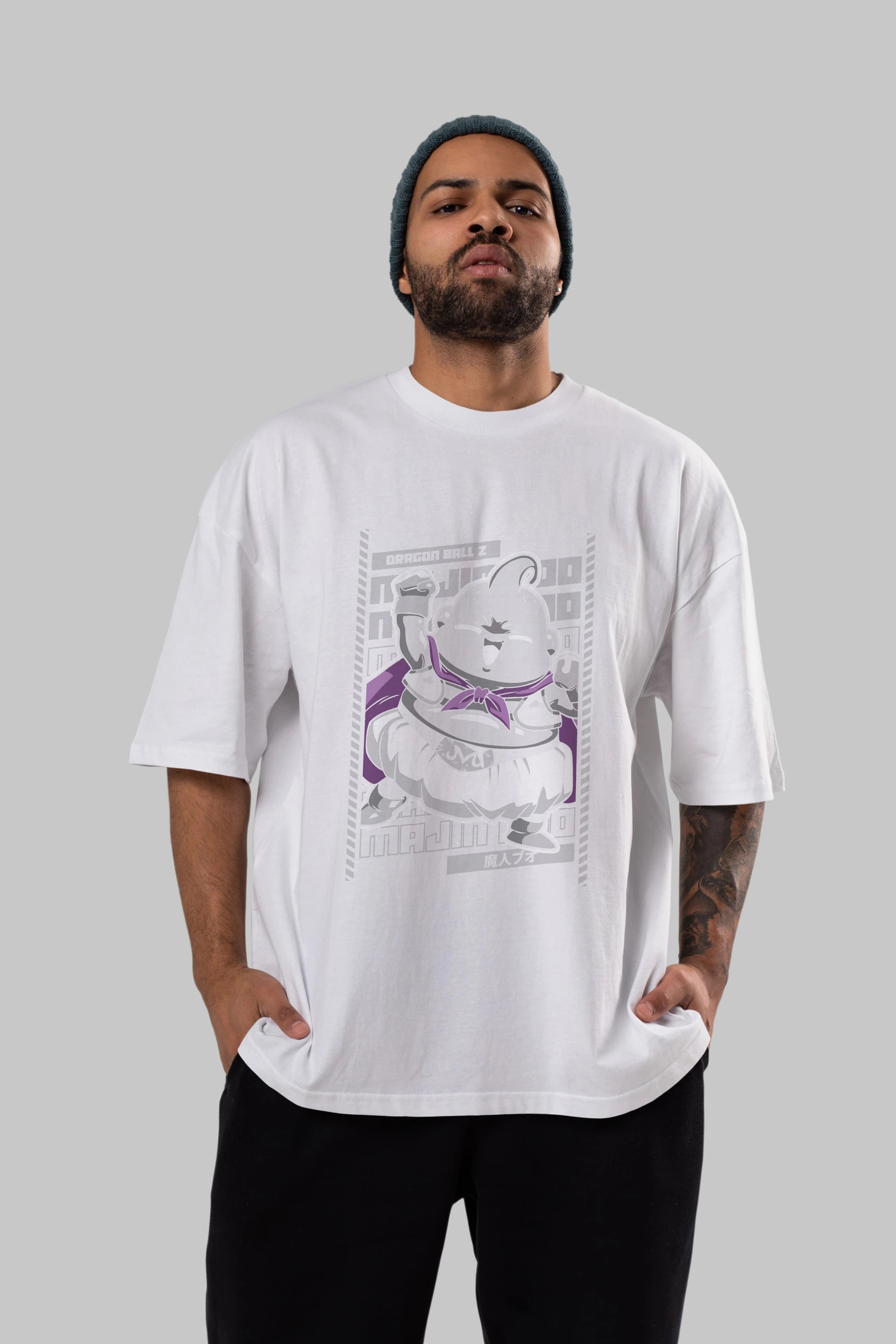 MAJIN BOO2 Anime Ön Baskılı Oversize t-shirt %100 pamuk Erkek Kadın Unisex