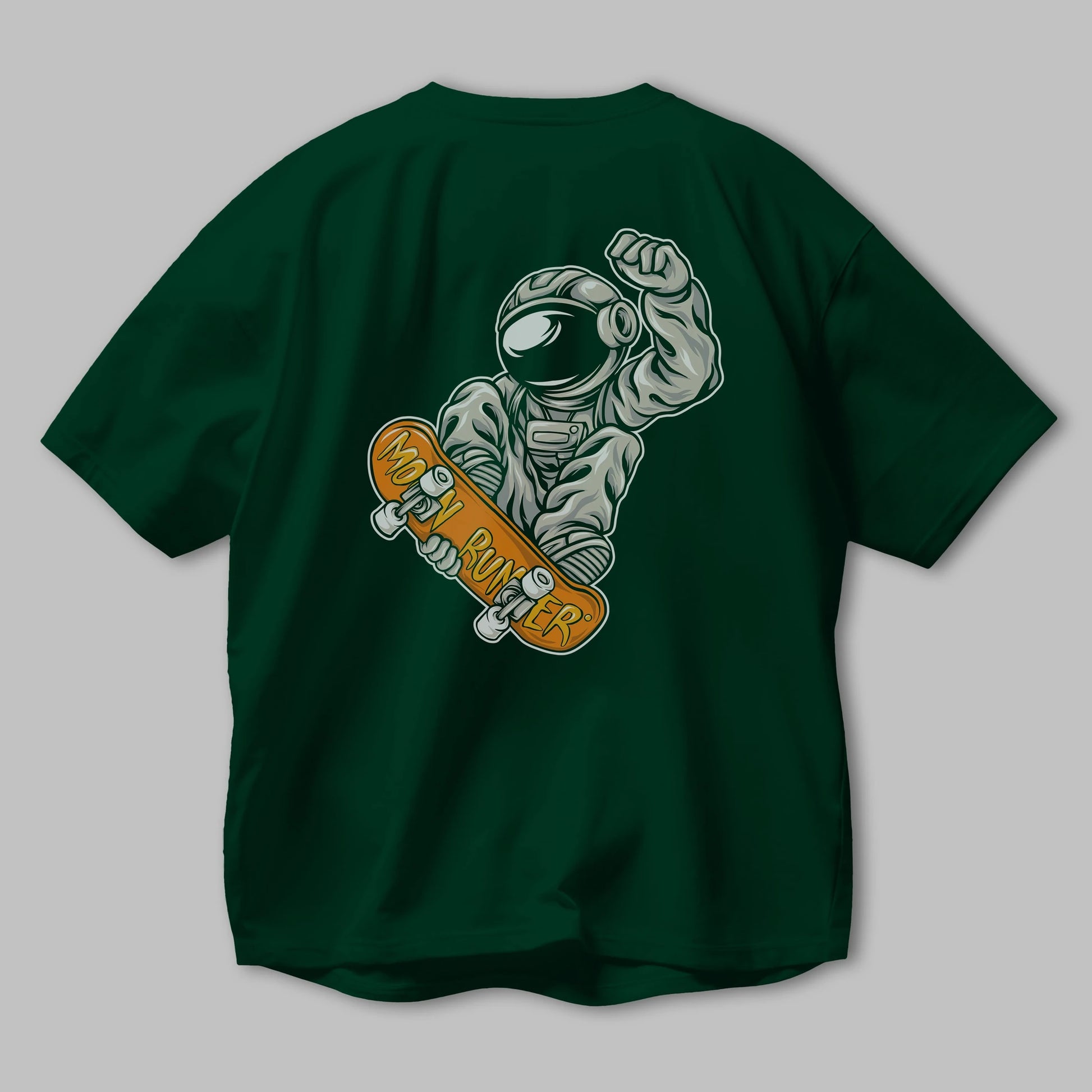 Moon Runner Arka Baskılı Oversize t-shirt Erkek Kadın Unisex