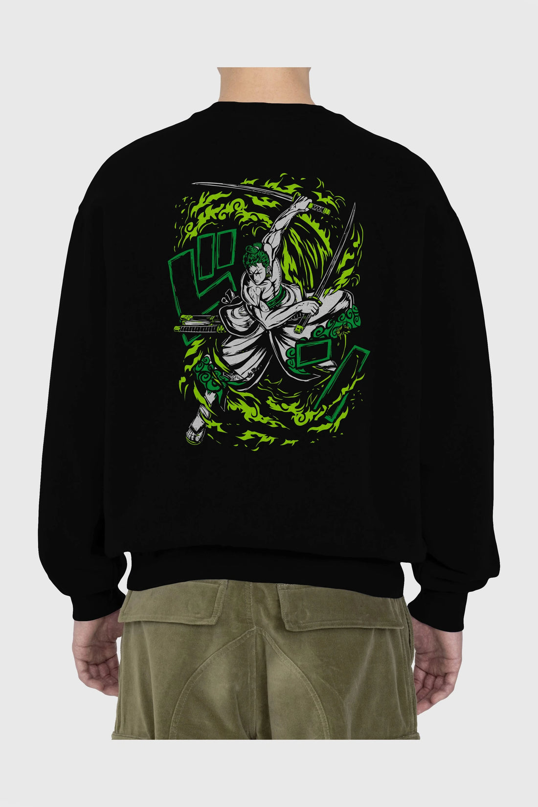 ZORO-ONE PIECE (2) Anime Arka Baskılı Oversize Sweatshirt Erkek Kadın Unisex