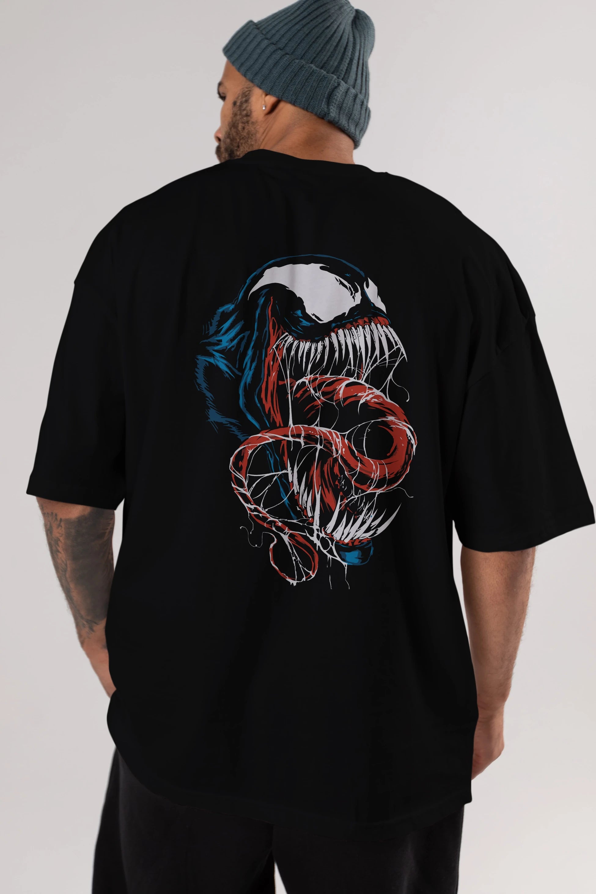 Venom (10) Arka Baskılı Oversize t-shirt Erkek Kadın Unisex %100 Pamuk Bisiklet Yaka tişort