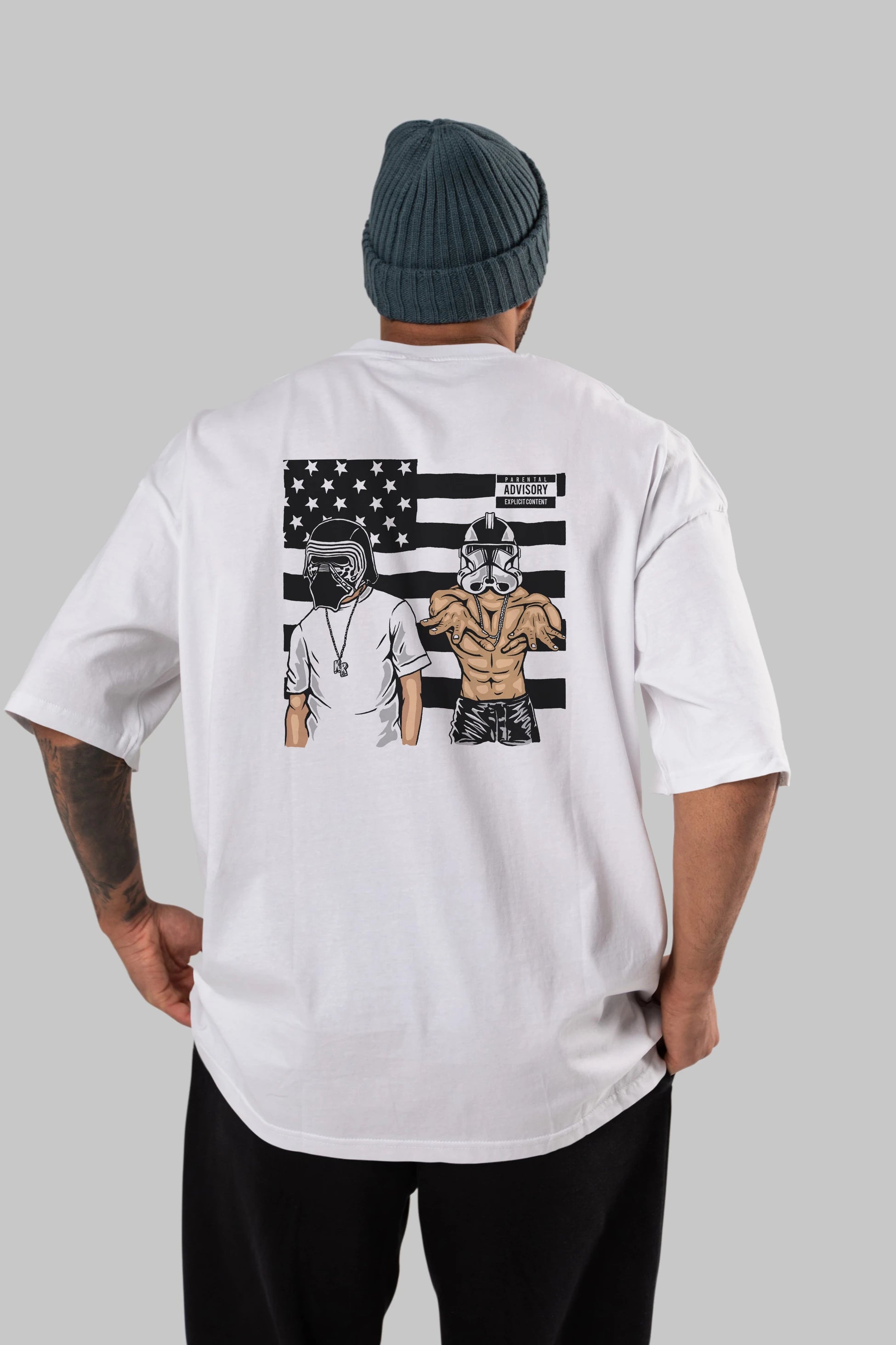 Darkonia Arka Baskılı Oversize t-shirt Erkek Kadın Unisex %100 Pamuk