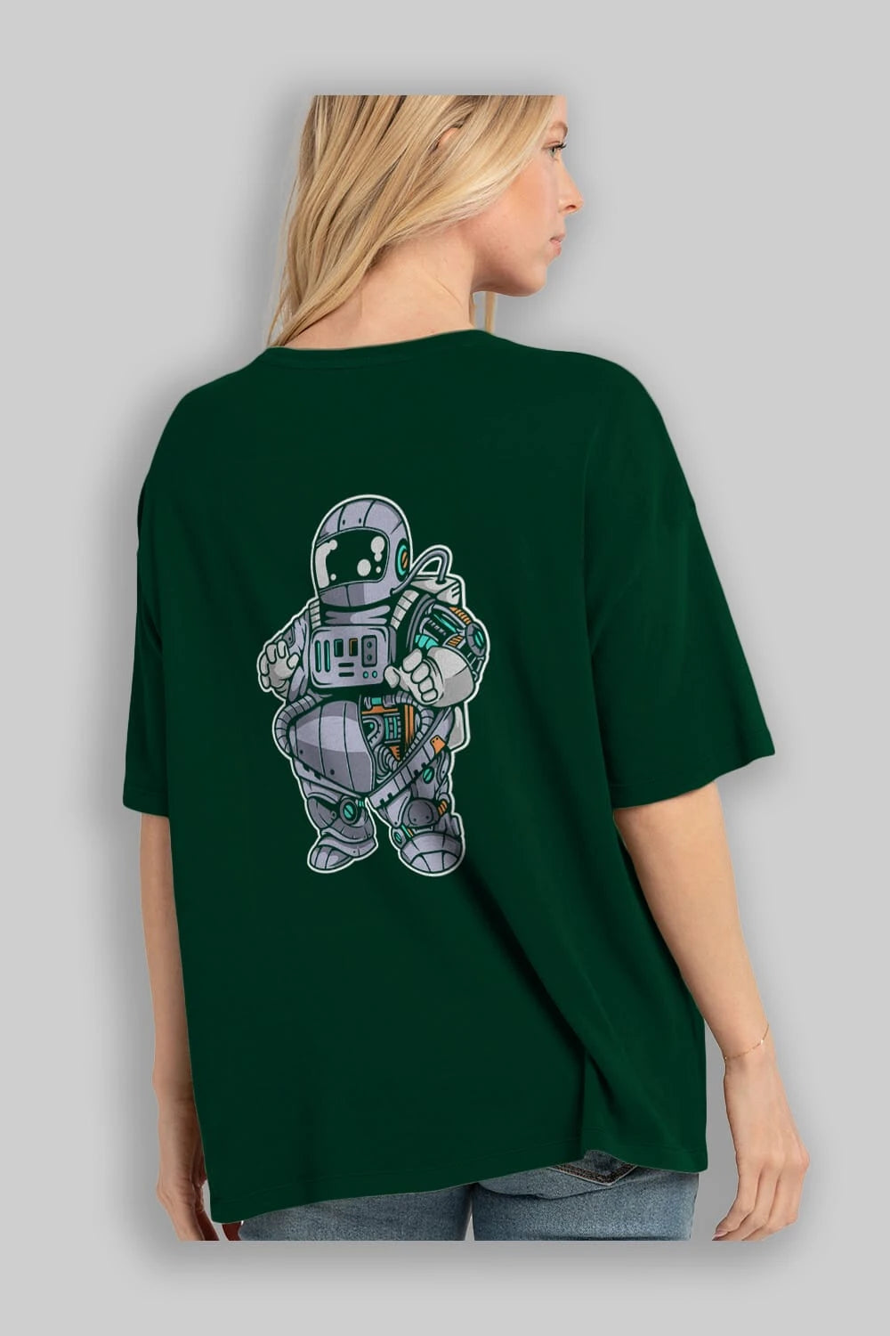 Fat Astronaut Robot Arka Baskılı Oversize t-shirt Erkek Kadın Unisex