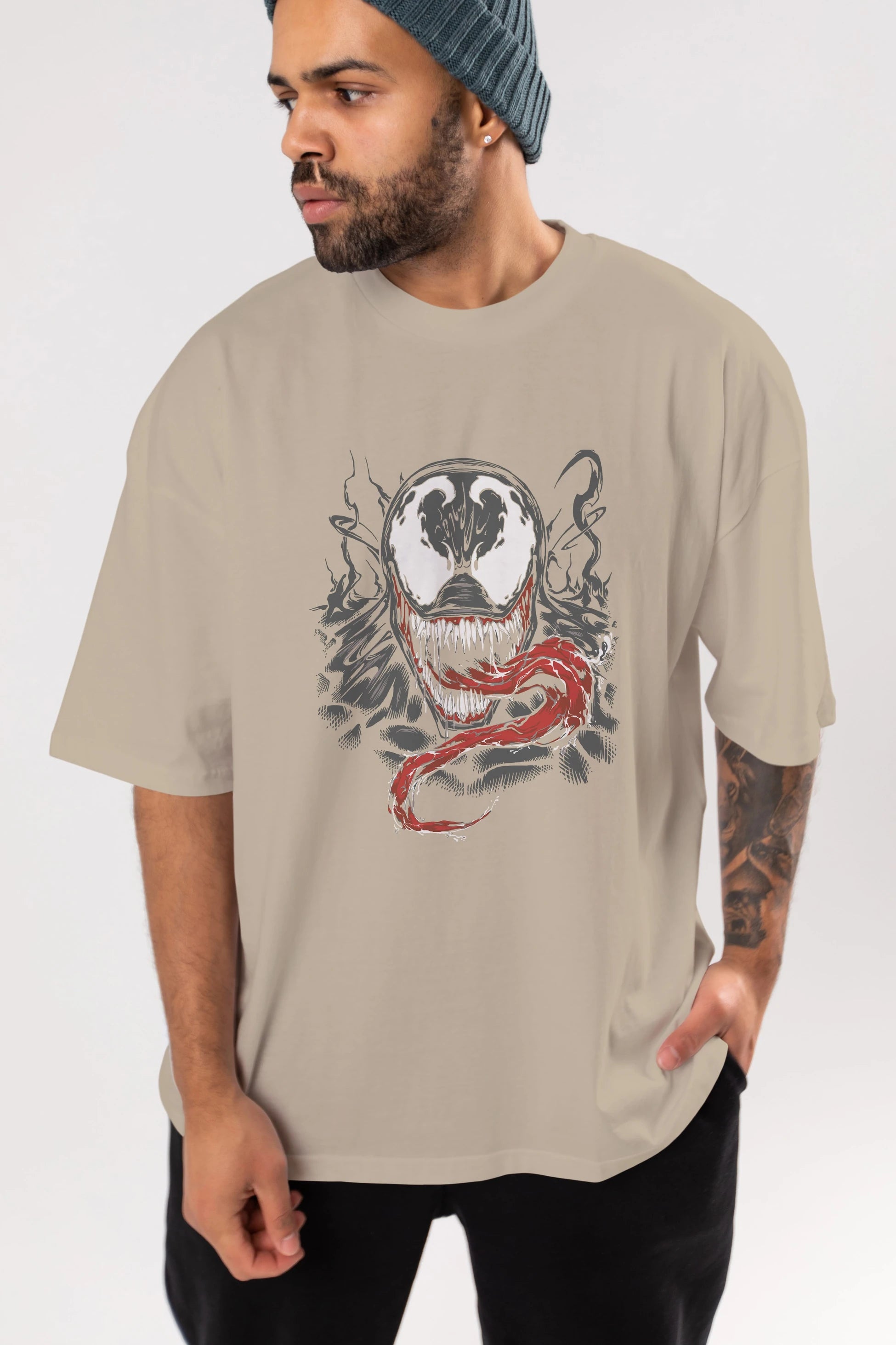 Venom (18) Ön Baskılı Oversize t-shirt Erkek Kadın Unisex %100 Pamuk Bisiklet Yaka tişort