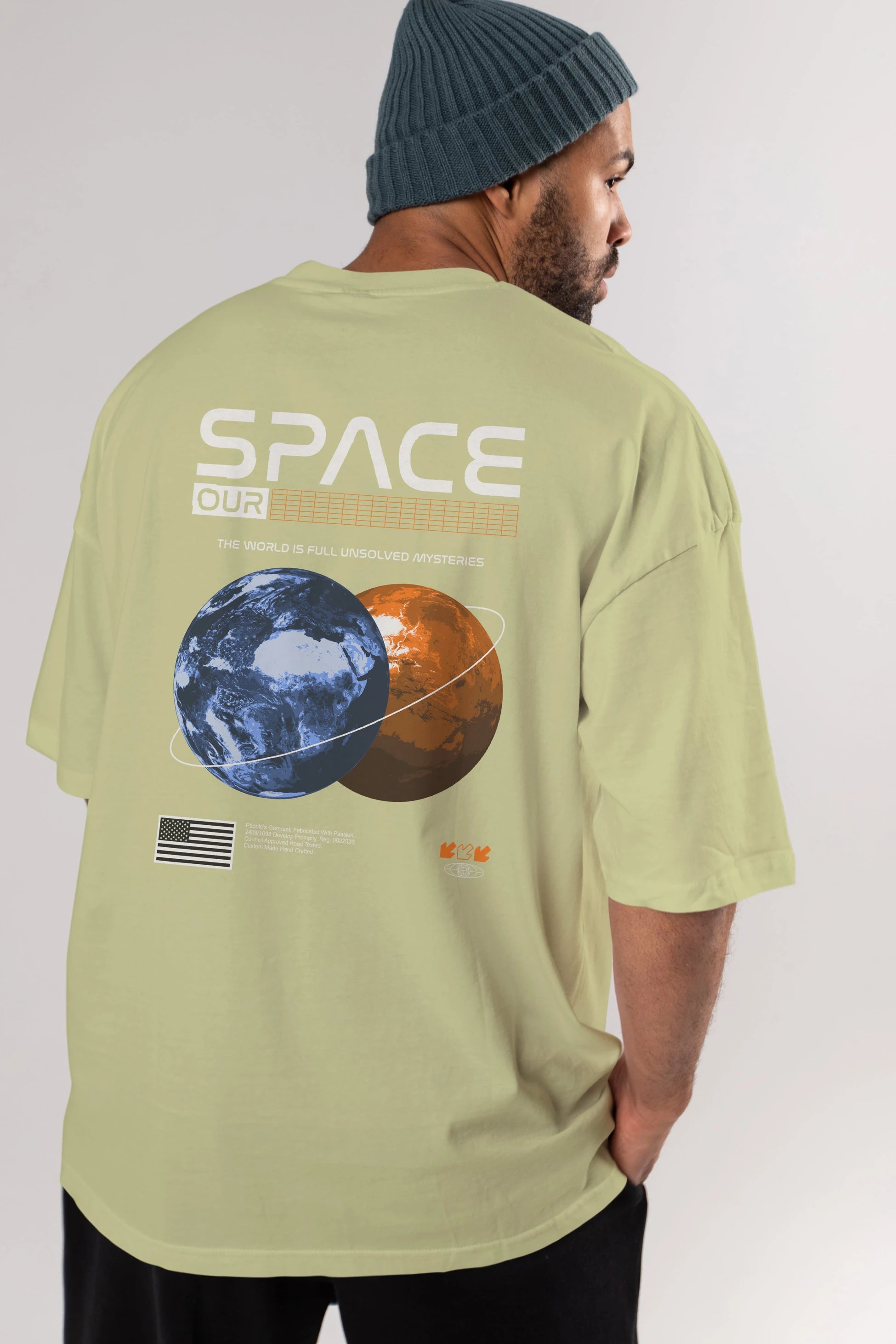 Space Our Arka Baskılı Oversize t-shirt Erkek Kadın Unisex