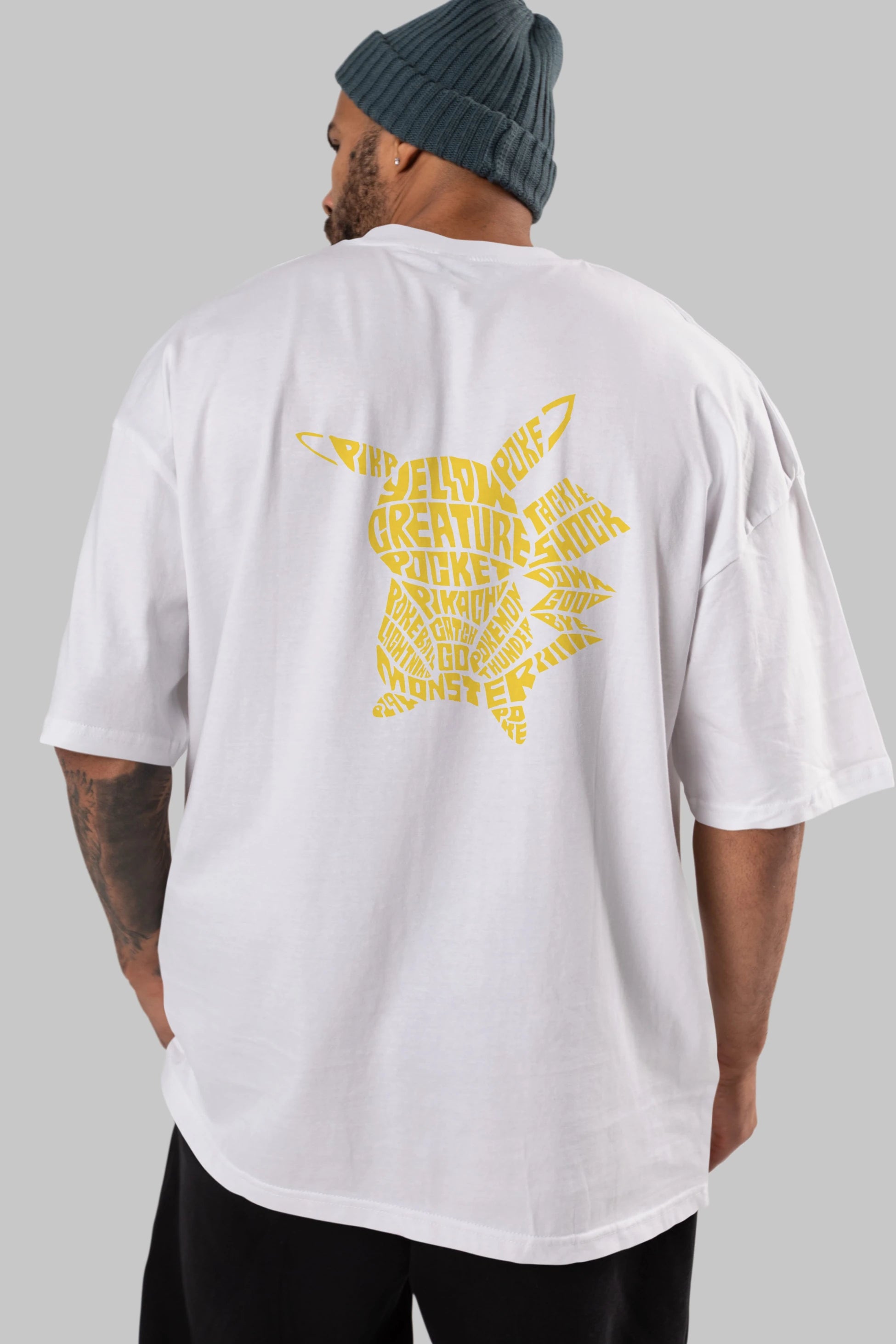 Pocket Monster Arka Baskılı Oversize t-shirt %100 pamuk Erkek Kadın Unisex