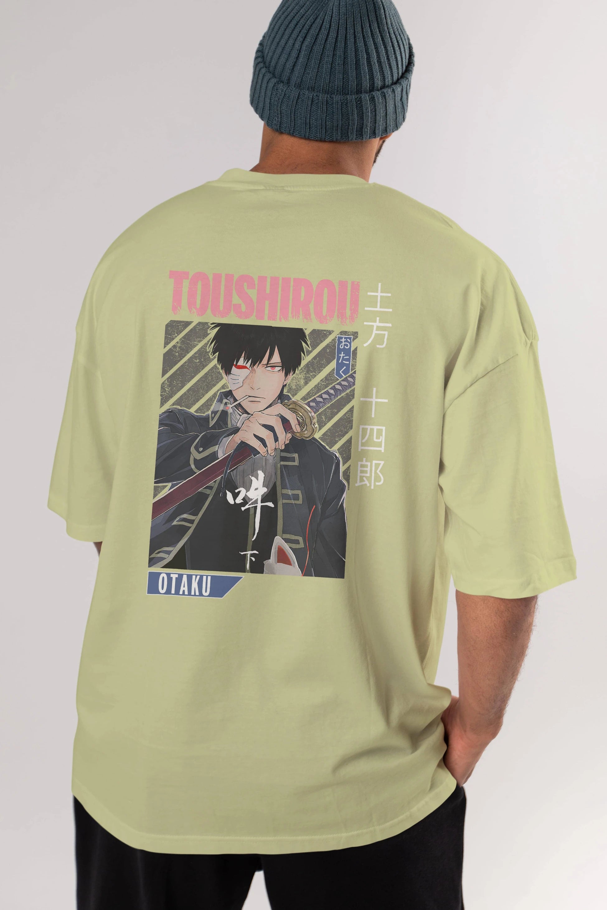 Toushirou Hijikata 1 Anime Arka Baskılı Oversize t-shirt Erkek Kadın Unisex