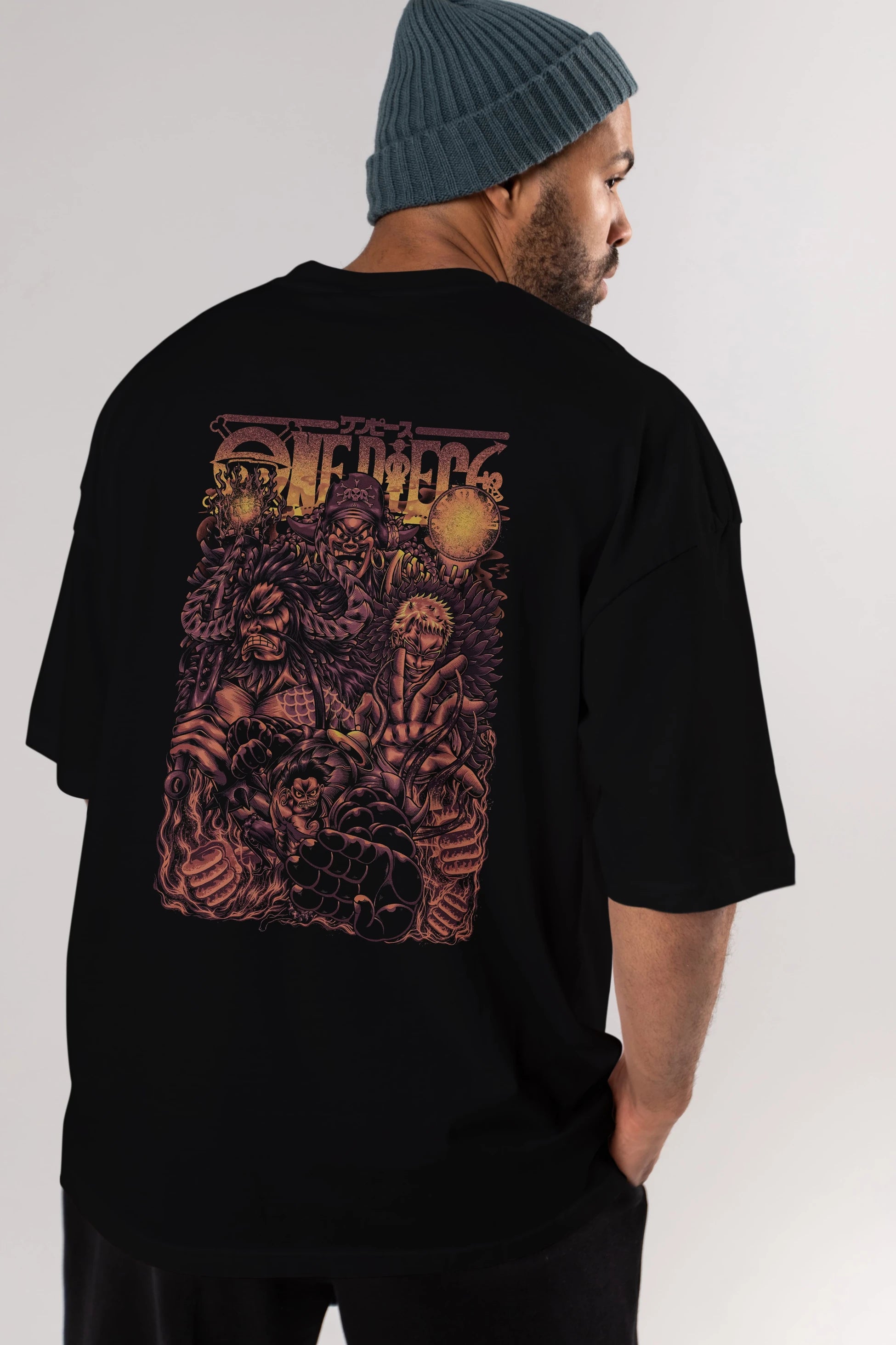 ONE PIECE Anime Arka Baskılı Oversize t-shirt Erkek Kadın Unisex