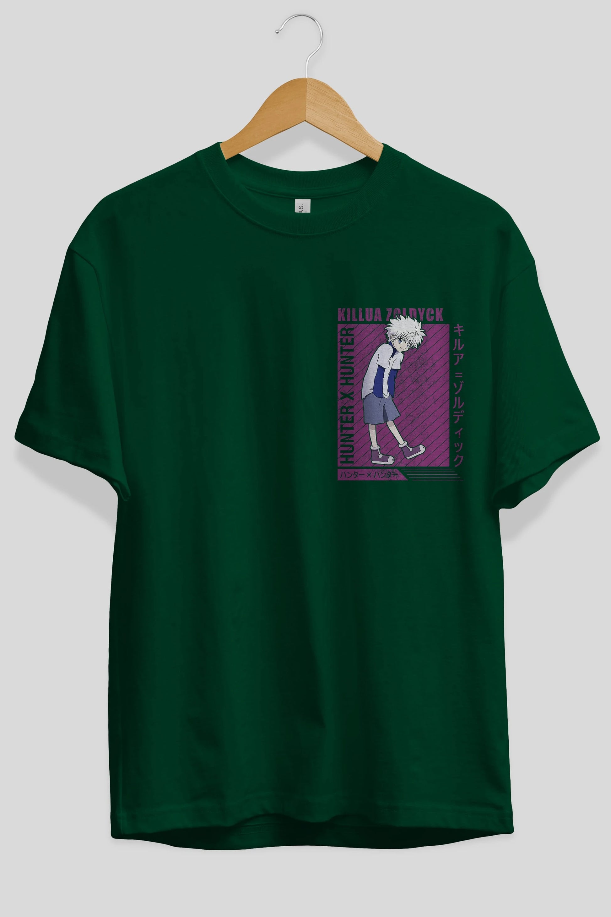 Killua Zoldyck 3 1 Ön Sol Baskılı Oversize t-shirt Erkek Kadın Unisex %100 Pamuk Bisiklet Yaka tişort