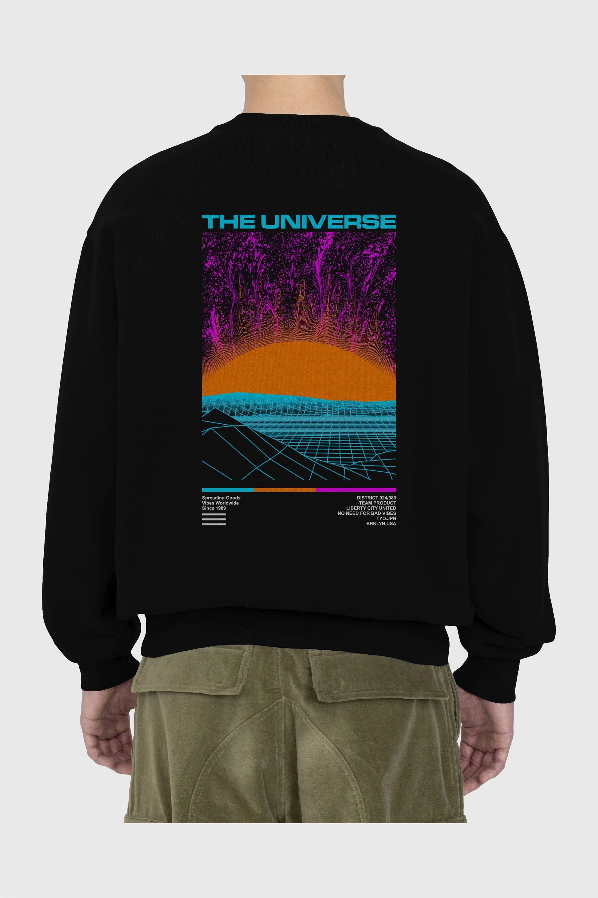 The Universe Arka Baskılı Oversize Sweatshirt Erkek Kadın Unisex