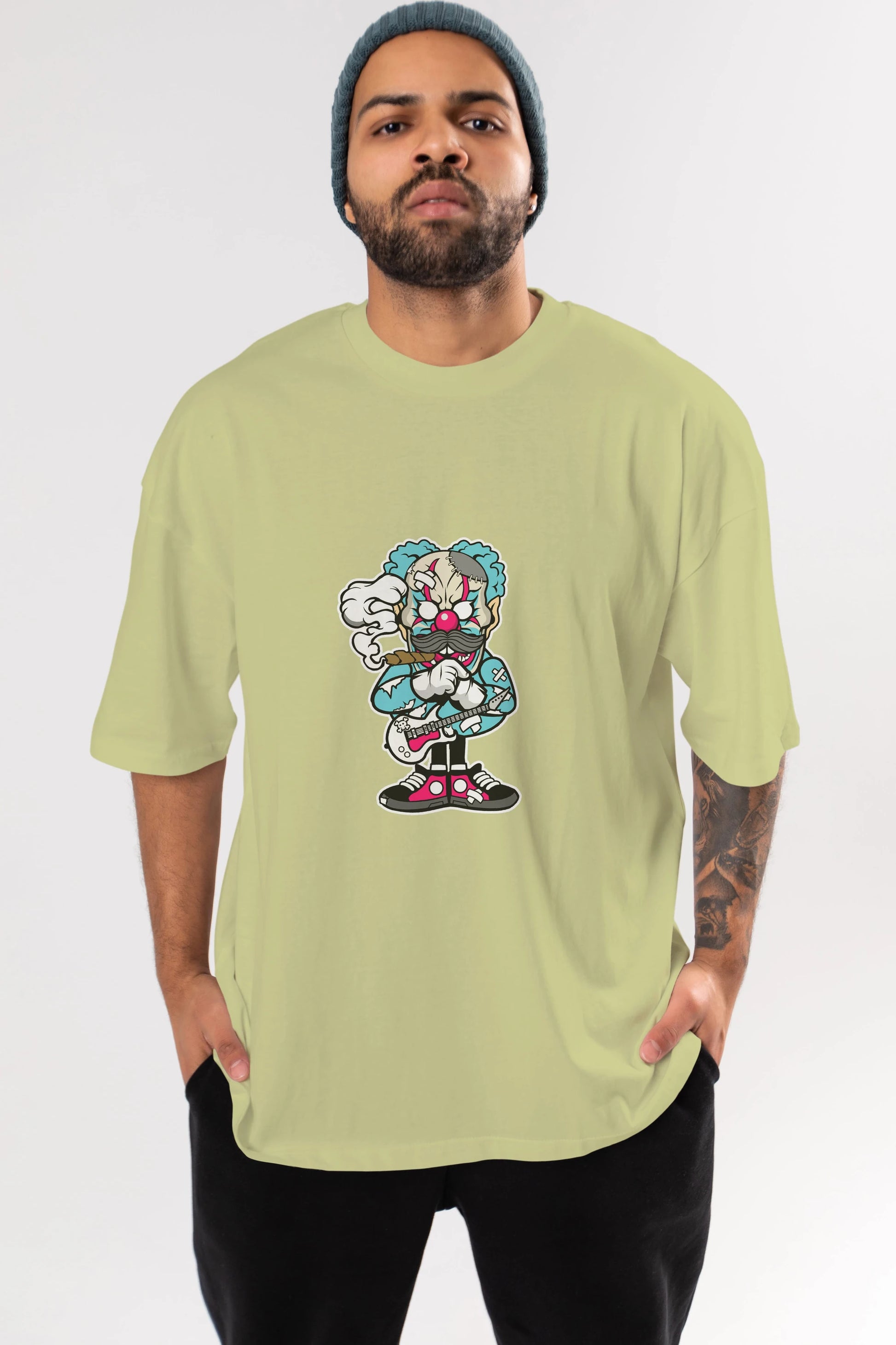 Clown Monster Ön Baskılı Oversize t-shirt Erkek Kadın Unisex %100 Pamuk tişort