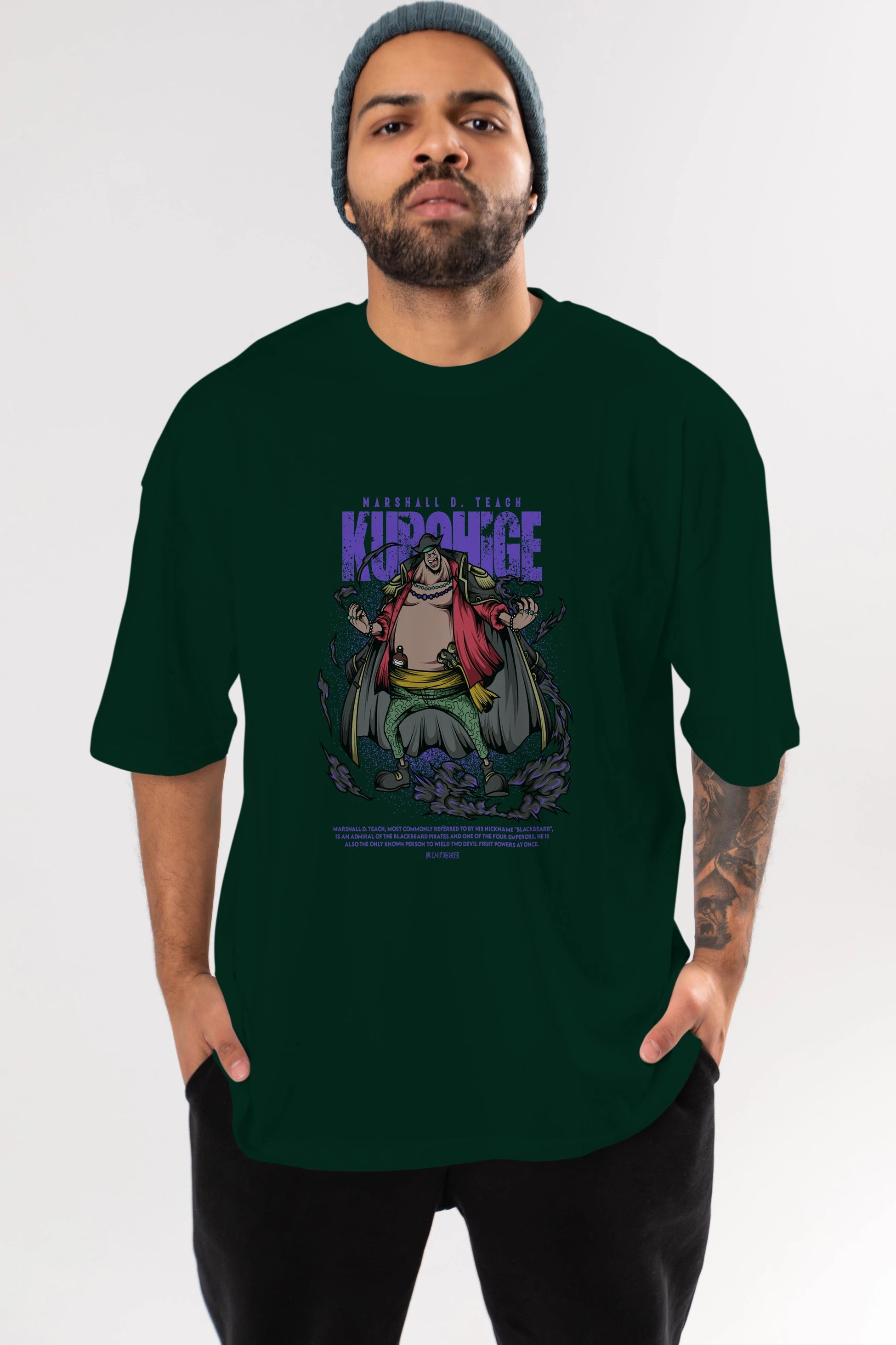 Marshall D. Teach Anime Ön Baskılı Oversize t-shirt %100 pamuk Erkek Kadın Unisex