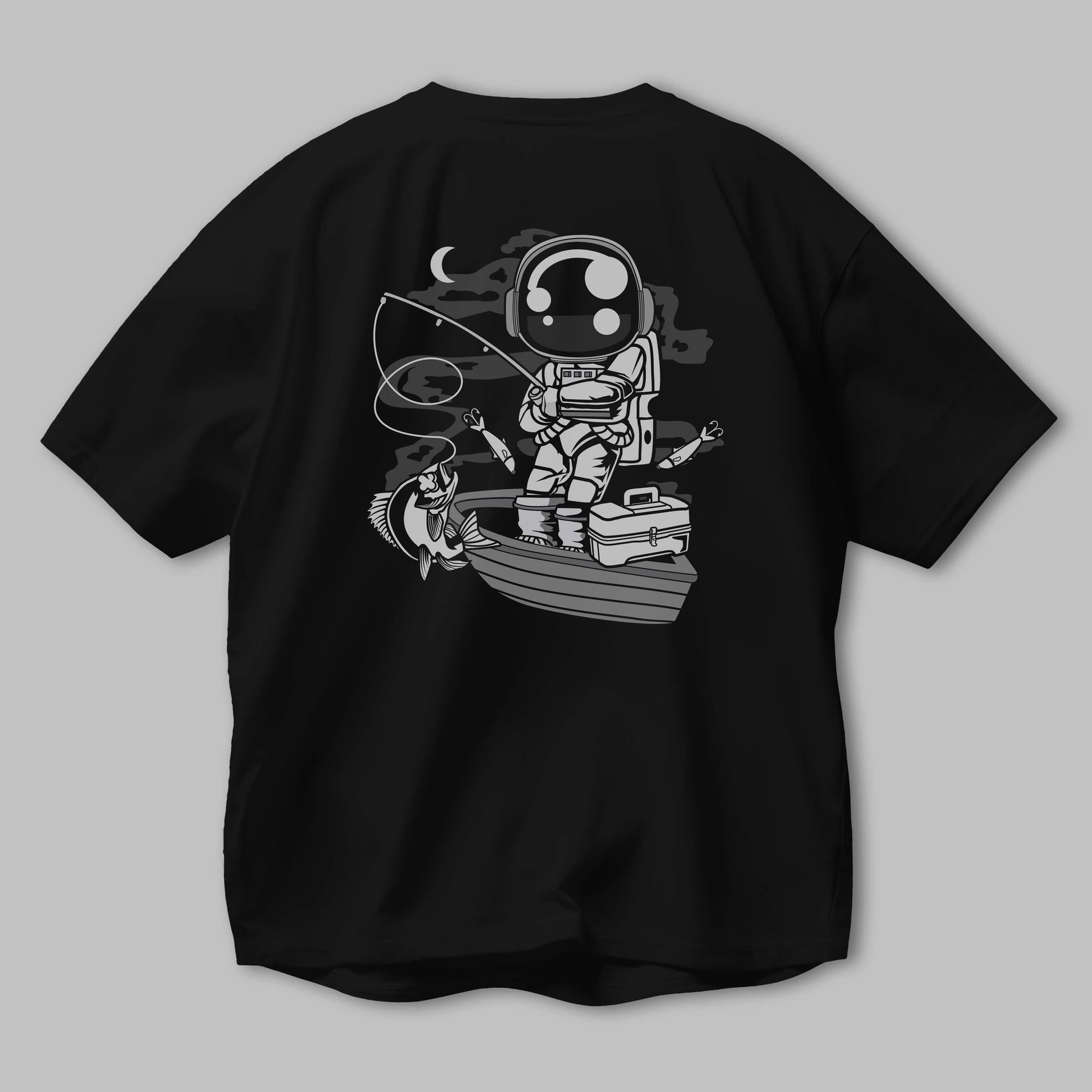 Astronaut Fisherman Arka Baskılı Oversize t-shirt Erkek Kadın Unisex