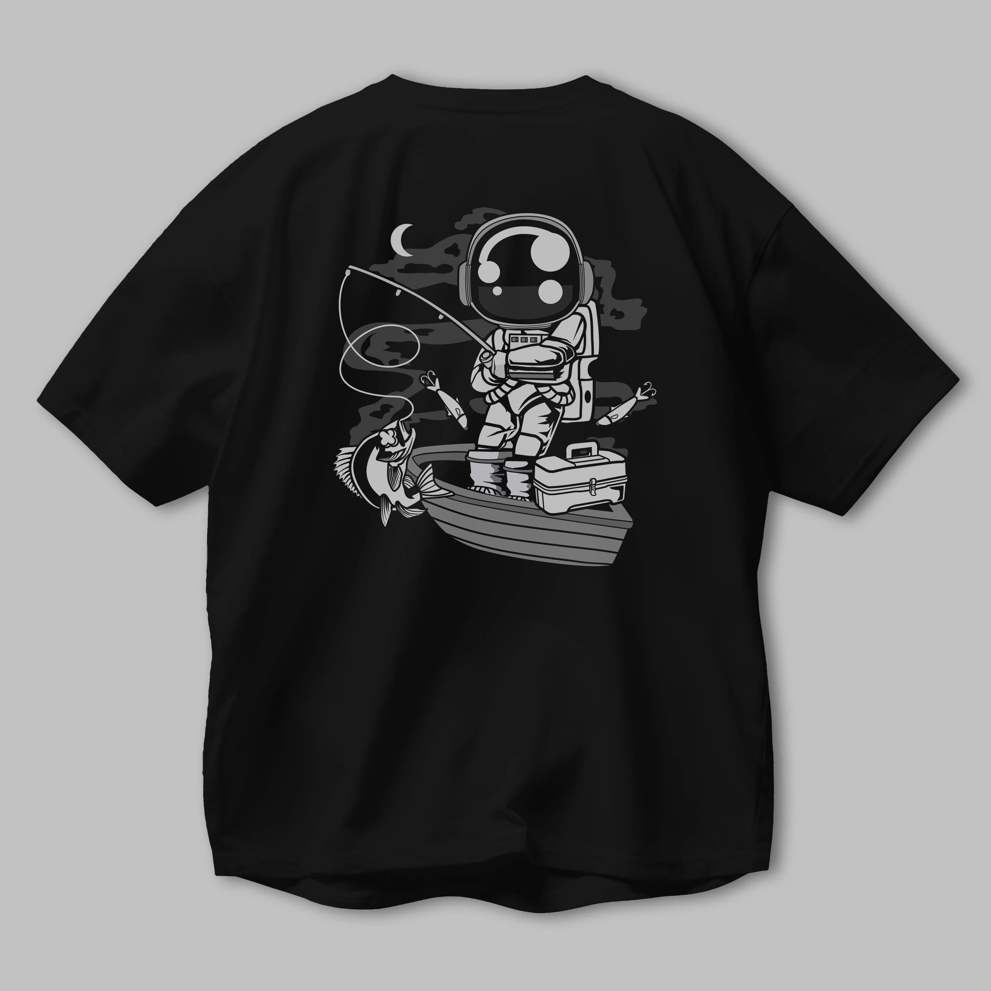 Astronaut Fisherman Arka Baskılı Oversize t-shirt Erkek Kadın Unisex
