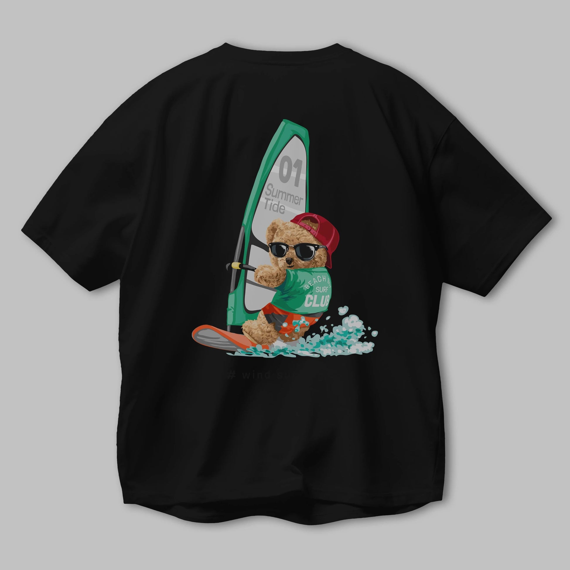 Teddy Bear Summer Tide Arka Baskılı Oversize t-shirt Erkek Kadın Unisex %100 Pamuk
