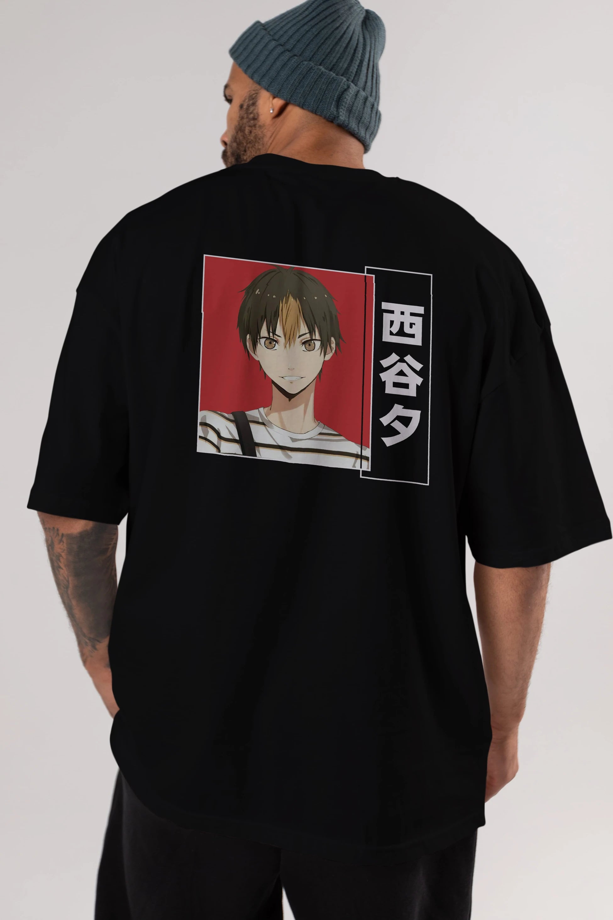 Yuu Nishinoya 1 Anime Arka Baskılı Oversize t-shirt Erkek Kadın Unisex