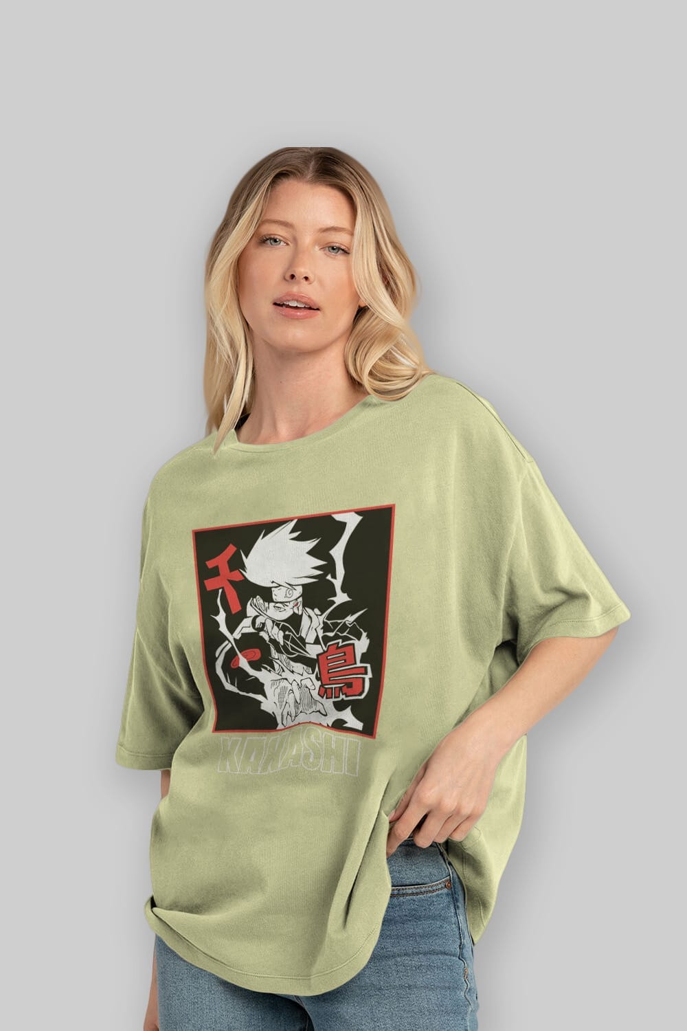 KAKASHI HATAKE NARUTO Anime Ön Baskılı Oversize t-shirt %100 pamuk Erkek Kadın Unisex