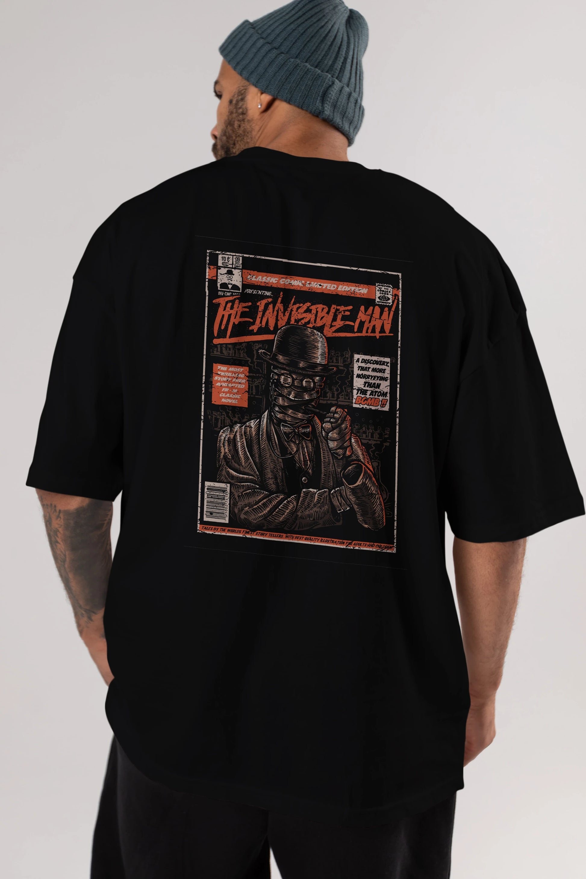 The Invisible Man Arka Baskılı Oversize t-shirt Erkek Kadın Unisex %100 Pamuk