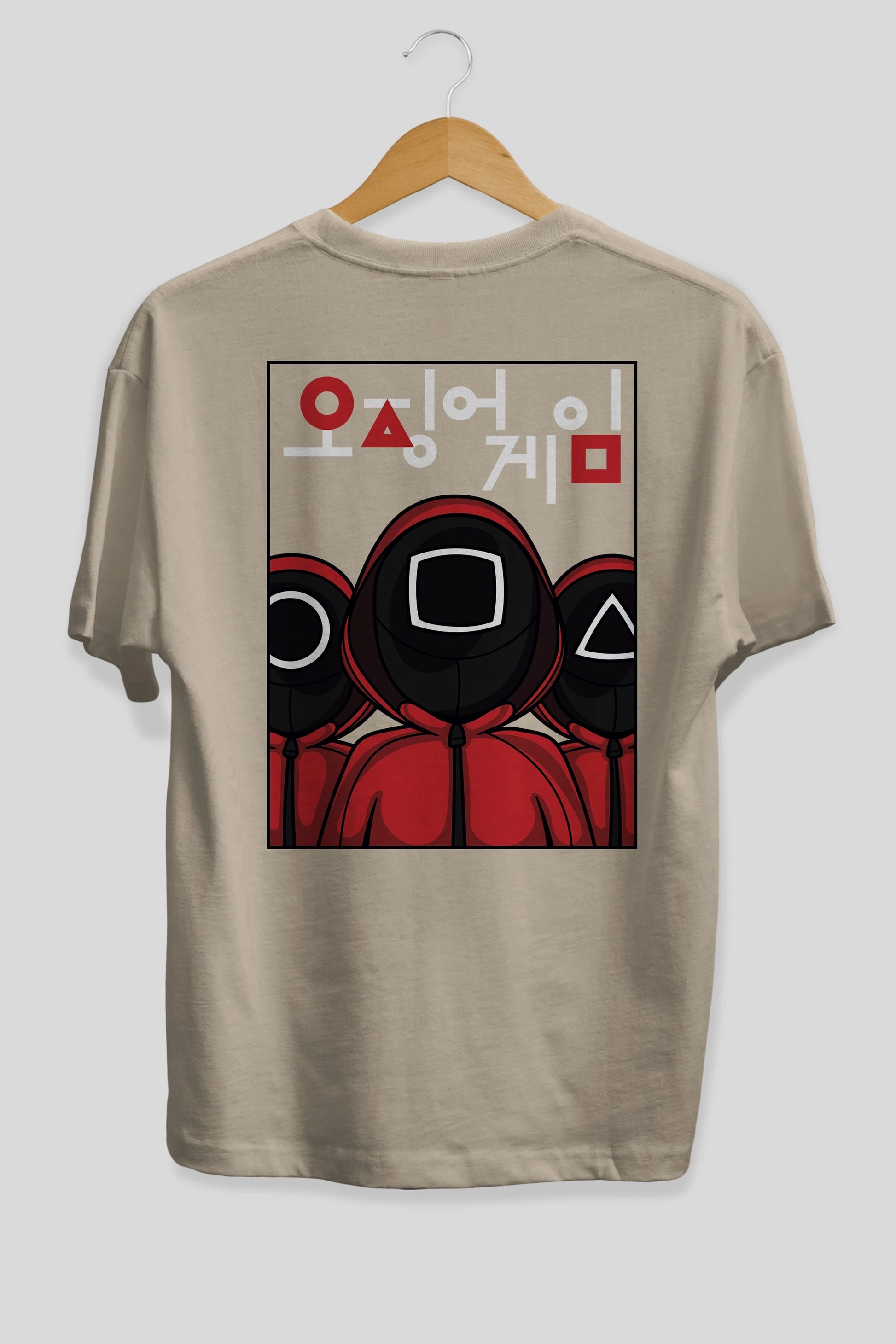 Squid Game (7) Arka Baskılı Oversize t-shirt Erkek Kadın Unisex %100 Pamuk Bisiklet Yaka tişort