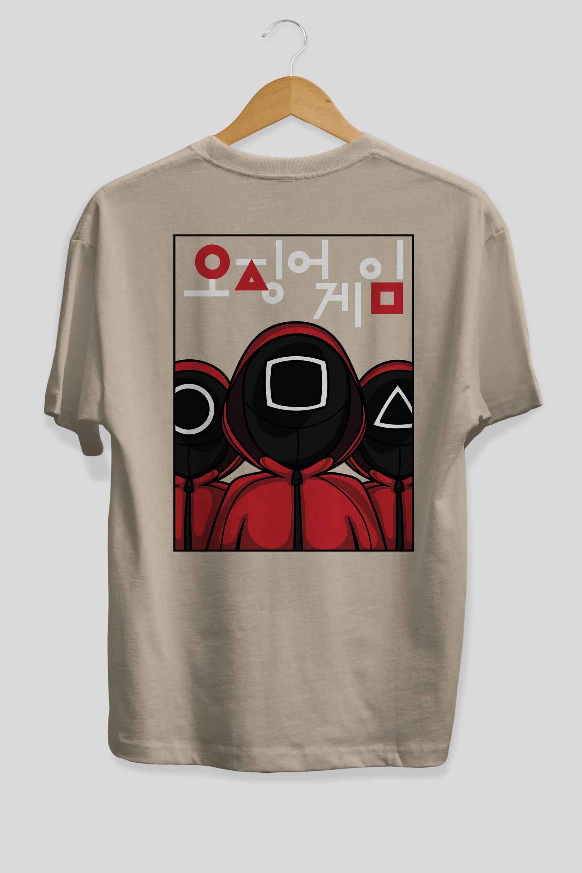 Squid Game (7) Arka Baskılı Oversize t-shirt Erkek Kadın Unisex %100 Pamuk Bisiklet Yaka tişort