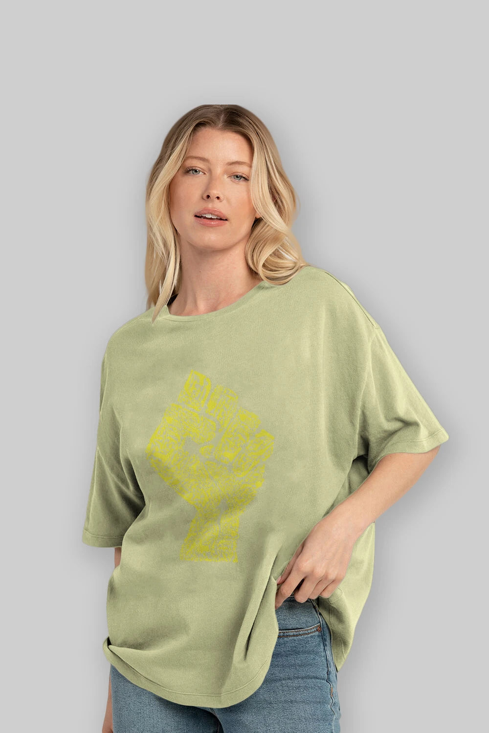 Hand Of Revolution Ön Baskılı Oversize t-shirt %100 pamuk Erkek Kadın Unisex