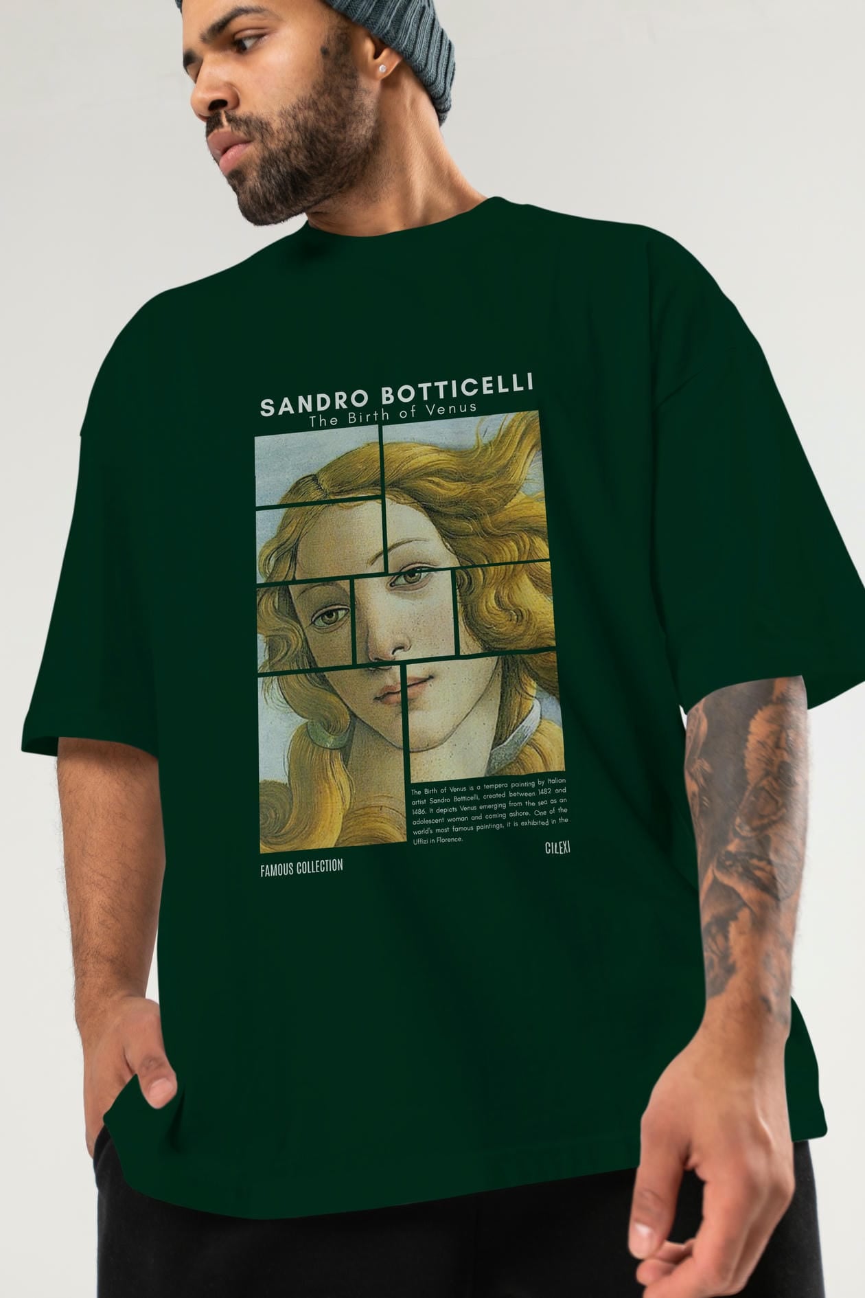 Sandro Botticelli ön Baskılı Oversize t-shirt Erkek Kadın Bisiklet Yaka Pamuk tişort