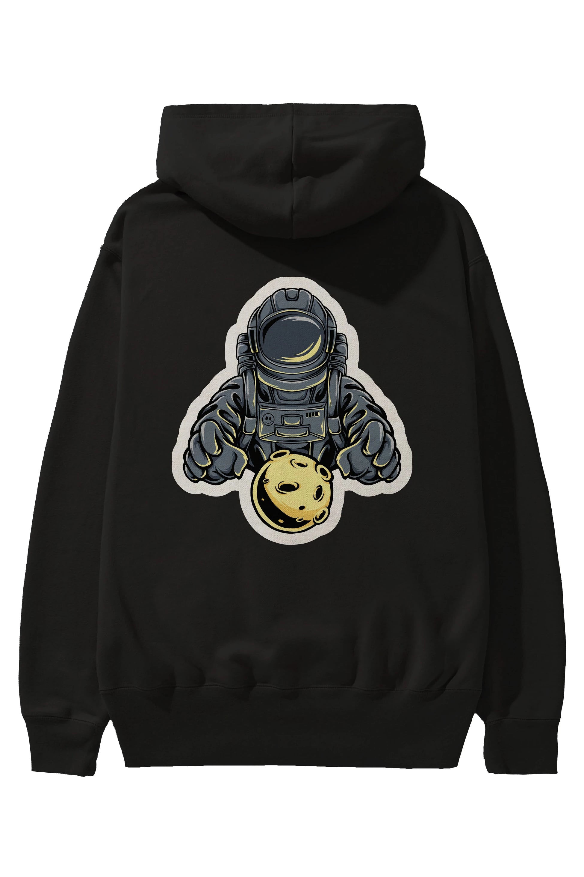 Astromoon sticker Arka Baskılı Hoodie Oversize Kapüşonlu Sweatshirt Erkek Kadın Unisex