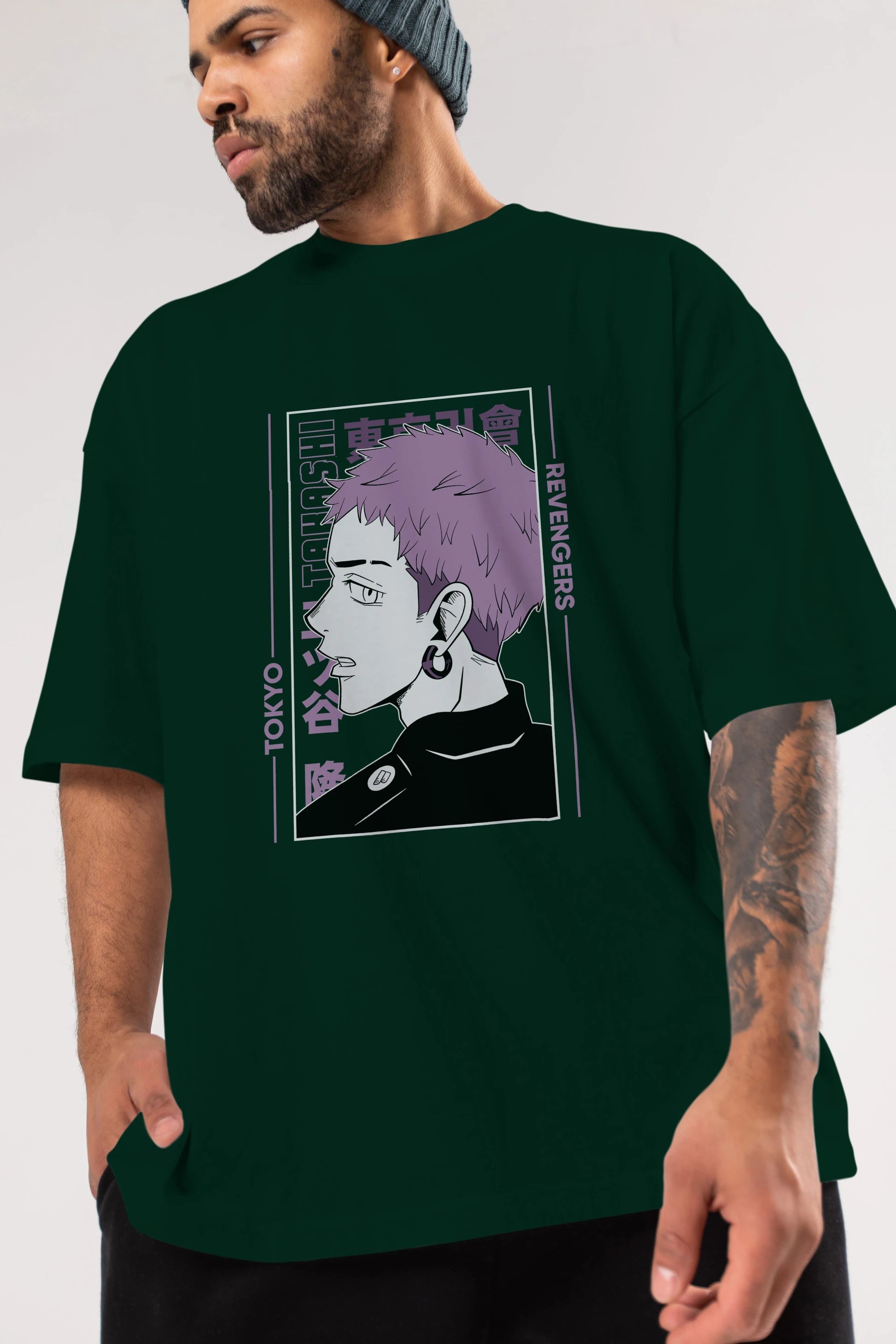 Takashi Mitsuya Anime Ön Baskılı Oversize t-shirt %100 pamuk Erkek Kadın Unisex