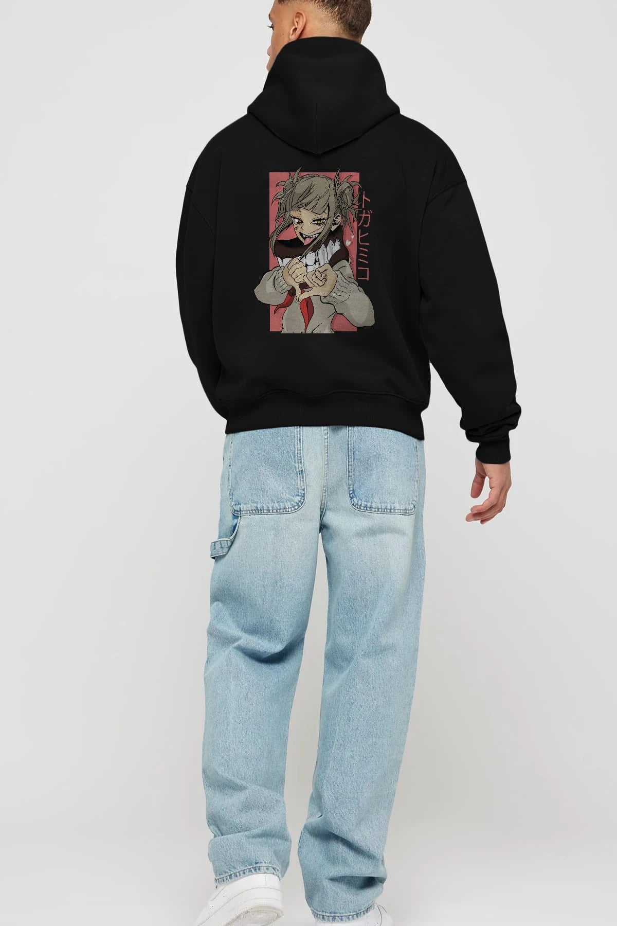 Himiko Toga Anime Arka Baskılı Hoodie Oversize Kapüşonlu Sweatshirt Erkek Kadın Unisex