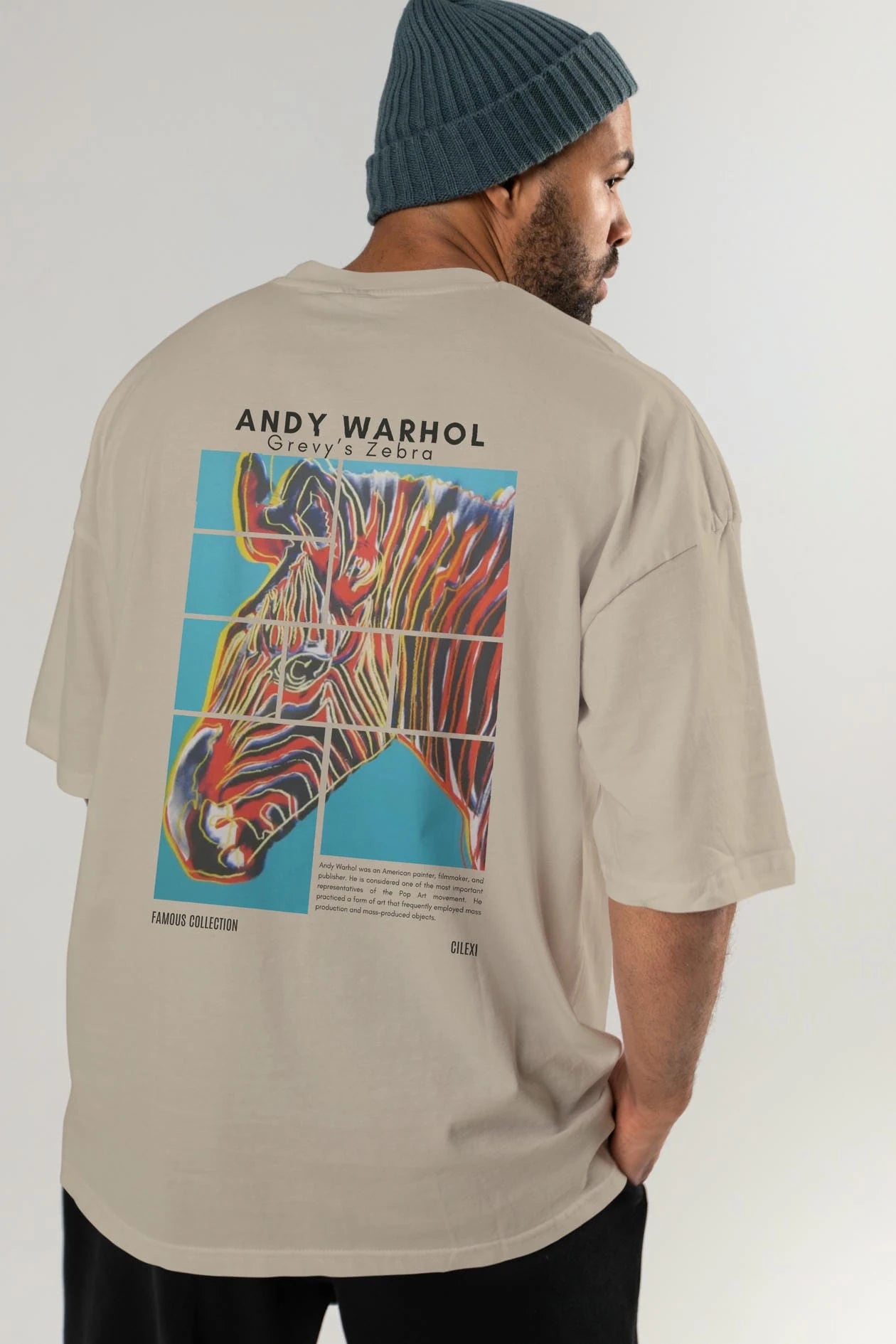 Andy Warhol Arka Baskılı Oversize t-shirt Erkek Kadın Bisiklet Yaka Pamuk tişort