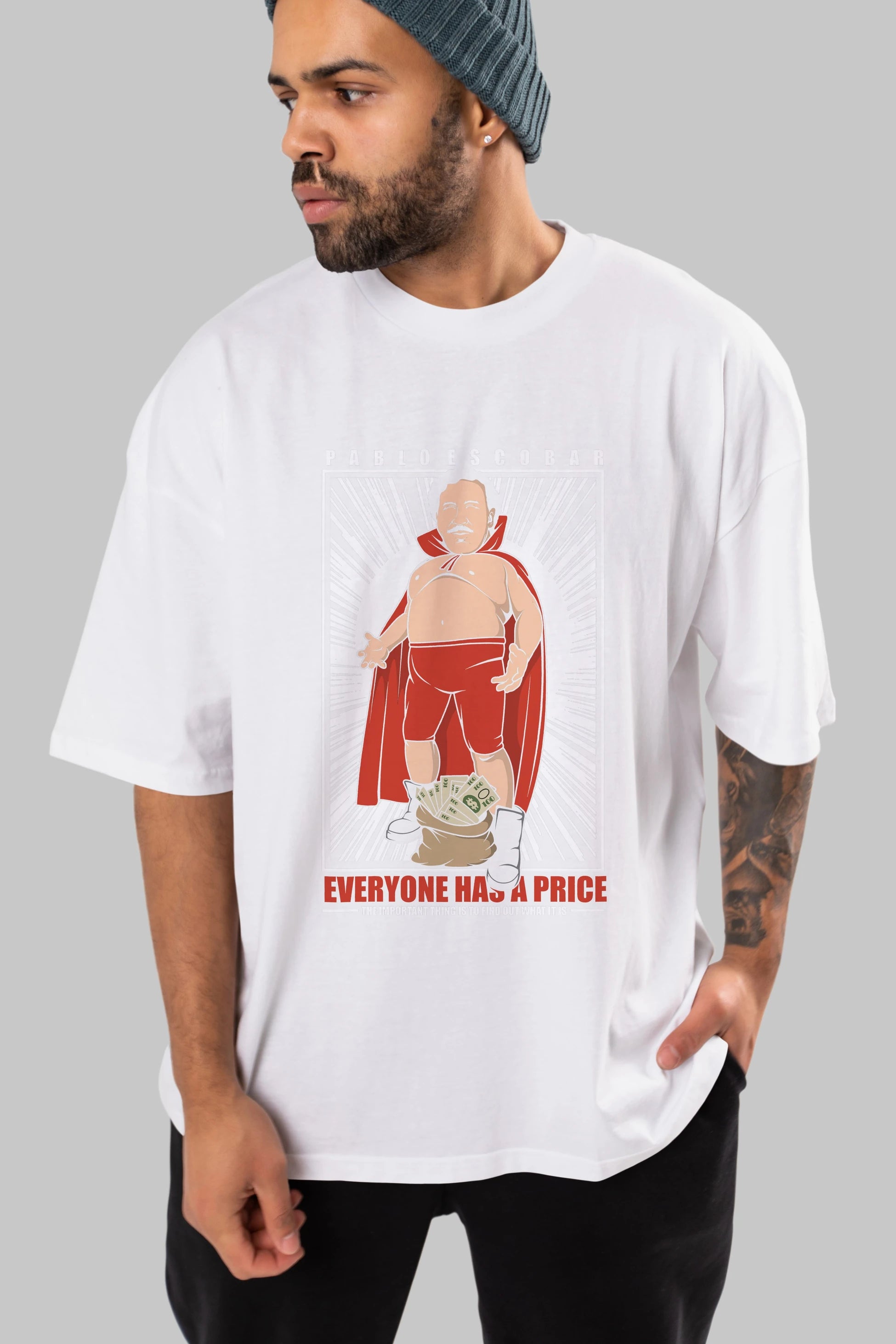 Pablo Escobar Luchador Ön Baskılı Oversize t-shirt Erkek Kadın Unisex %100 Pamuk tişort