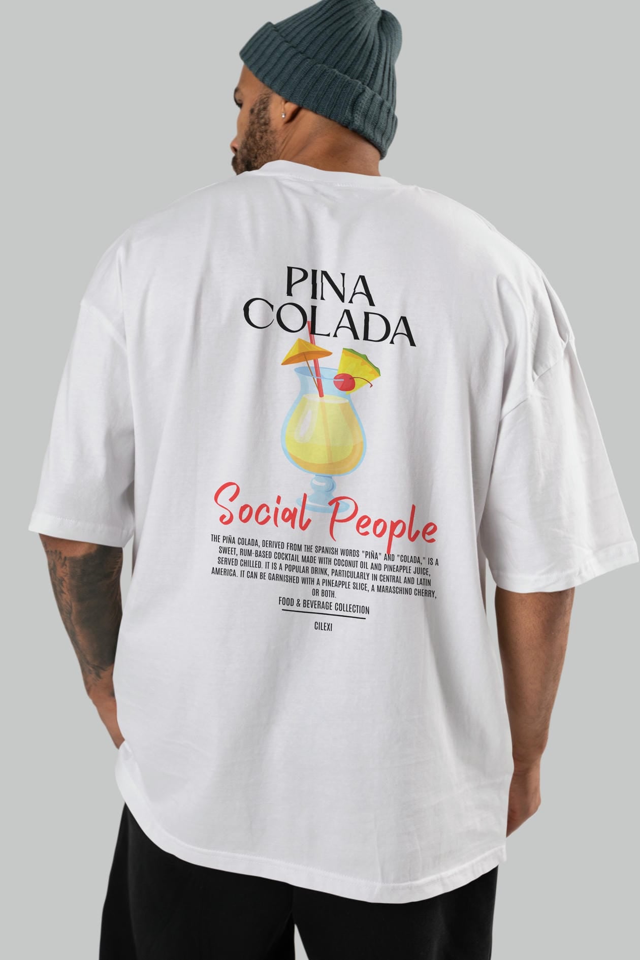 Pına Colada Kokteyl Serisi Baskılı Oversize t-shirt Erkek Kadın Unisex %100 Pamuk Bisiklet Yaka tişort