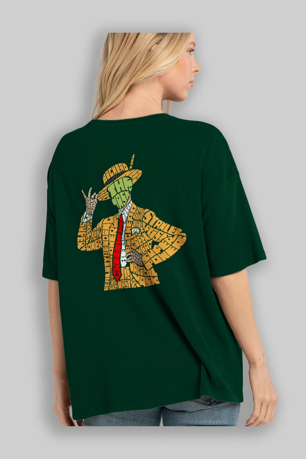 The Mask Arka Baskılı Oversize t-shirt %100 pamuk Erkek Kadın Unisex
