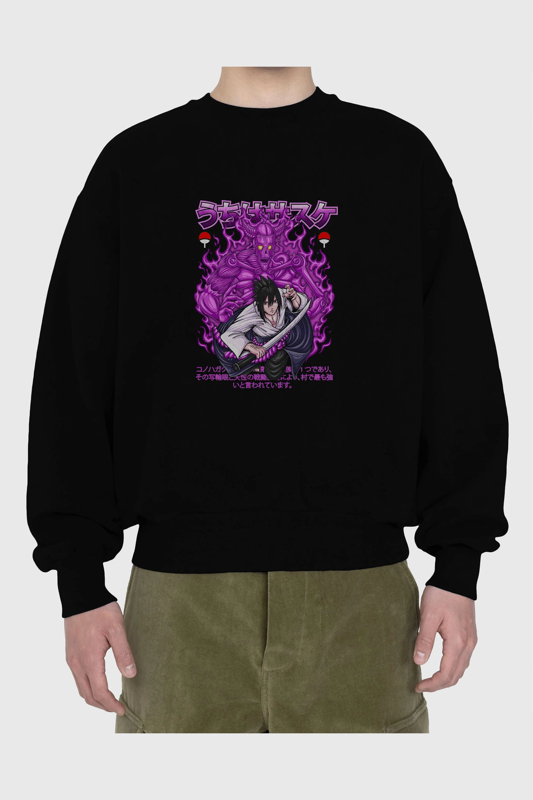 SASUKE UCHIHA NARUTO Anime Ön Baskılı Oversize Sweatshirt Erkek Kadın Unisex