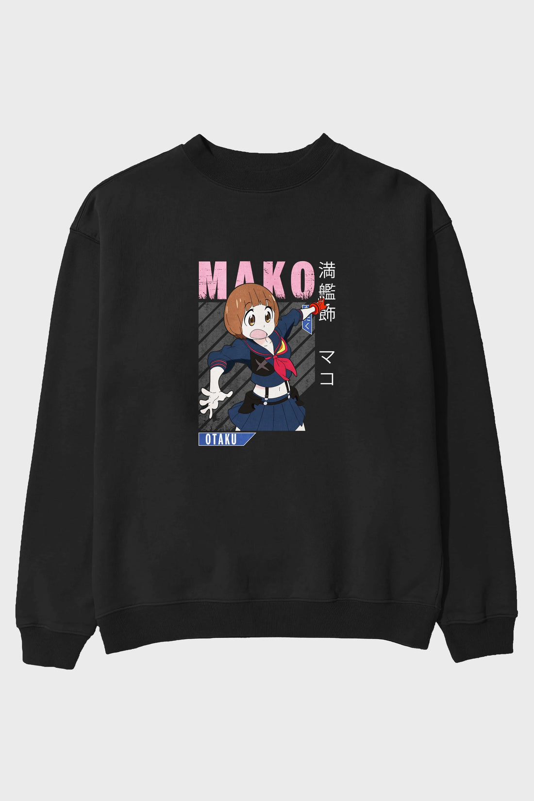 Mako Mankanshoku 2 Anime Ön Baskılı Oversize Sweatshirt Erkek Kadın Unisex