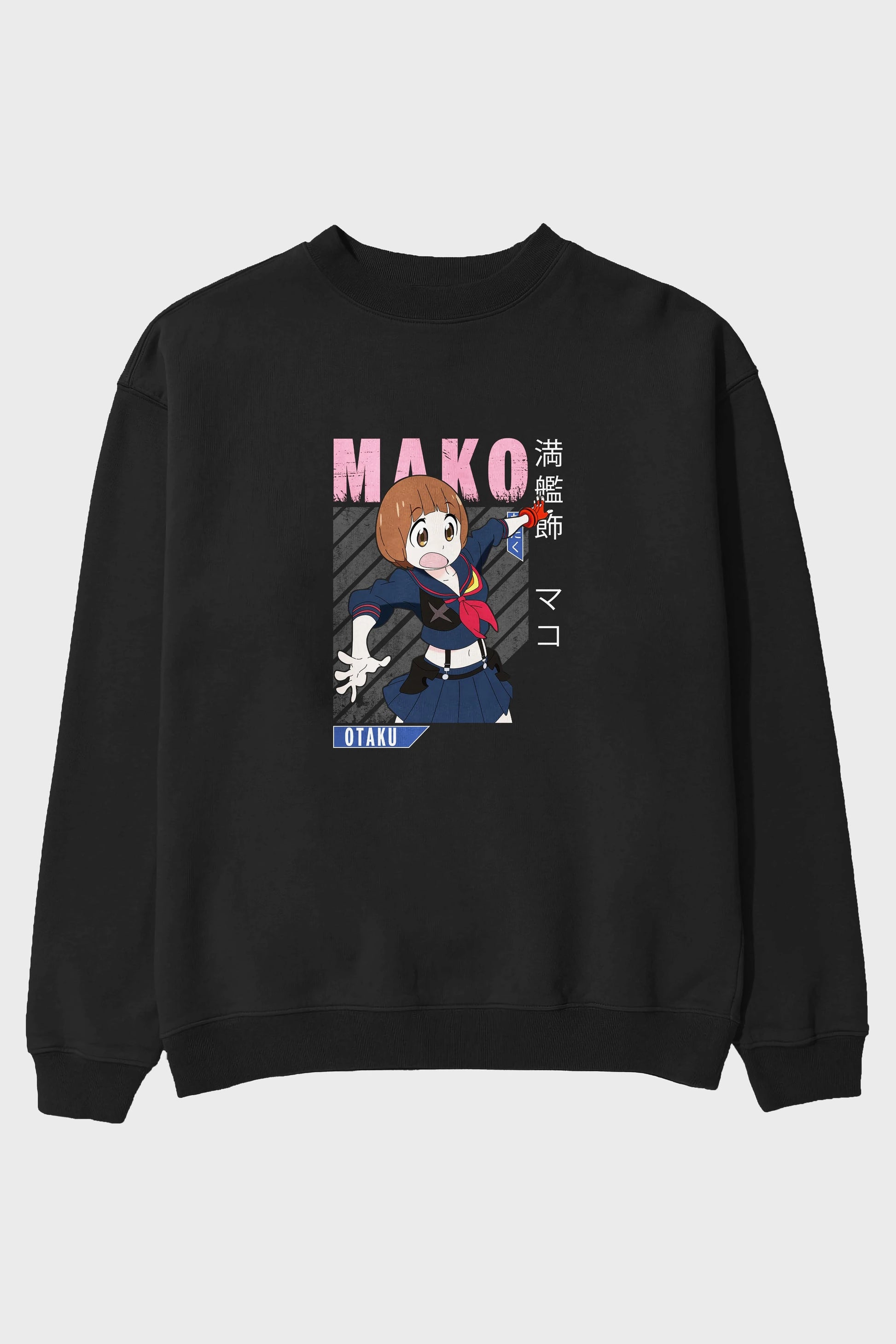 Mako Mankanshoku 2 Anime Ön Baskılı Oversize Sweatshirt Erkek Kadın Unisex