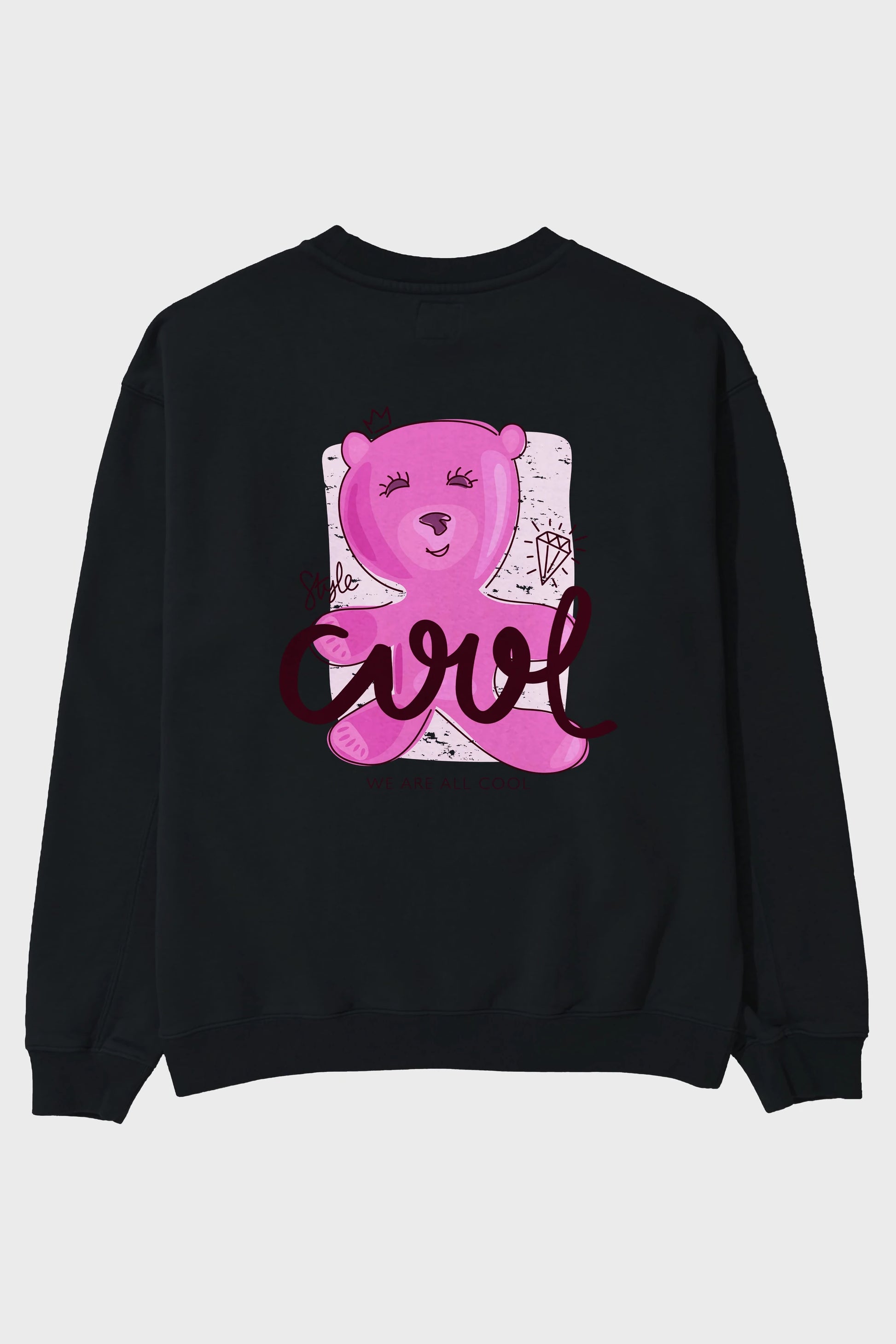 Cool Style Bear Arka Baskılı Oversize Sweatshirt Erkek Kadın Unisex