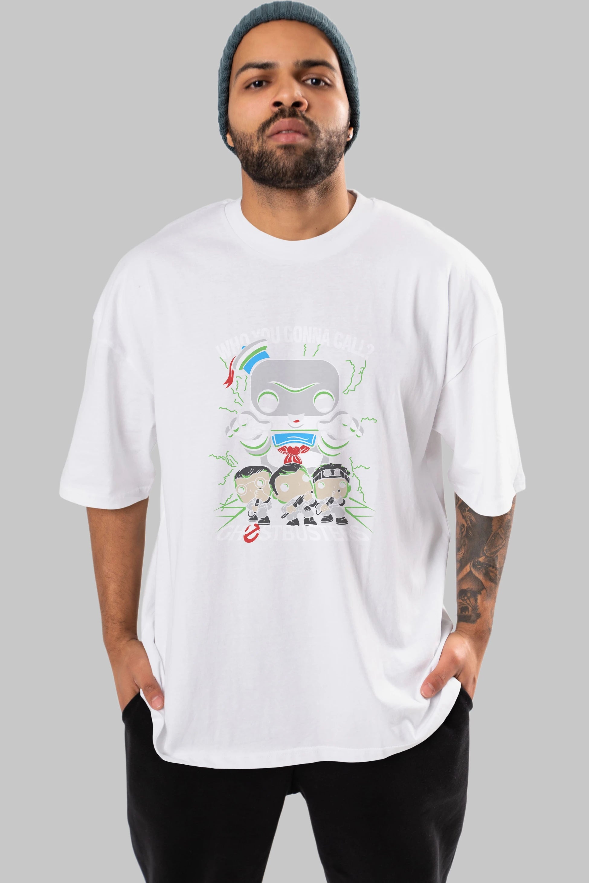 Ghostbusters Ön Baskılı Oversize t-shirt Erkek Kadın Unisex %100 Pamuk Bisiklet Yaka tişort