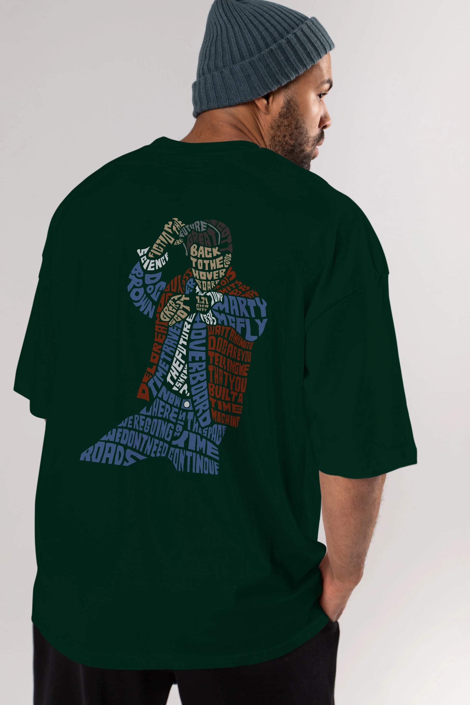 Back To The Hoverboard Arka Baskılı Oversize t-shirt %100 pamuk Erkek Kadın Unisex