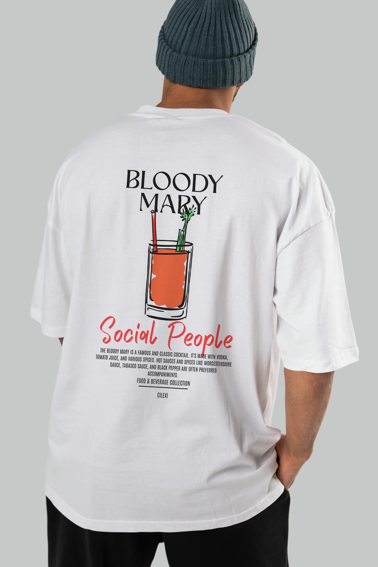 Bloody Mary Kokteyl Serisi Baskılı Oversize t-shirt Erkek Kadın Unisex %100 Pamuk Bisiklet Yaka tişort
