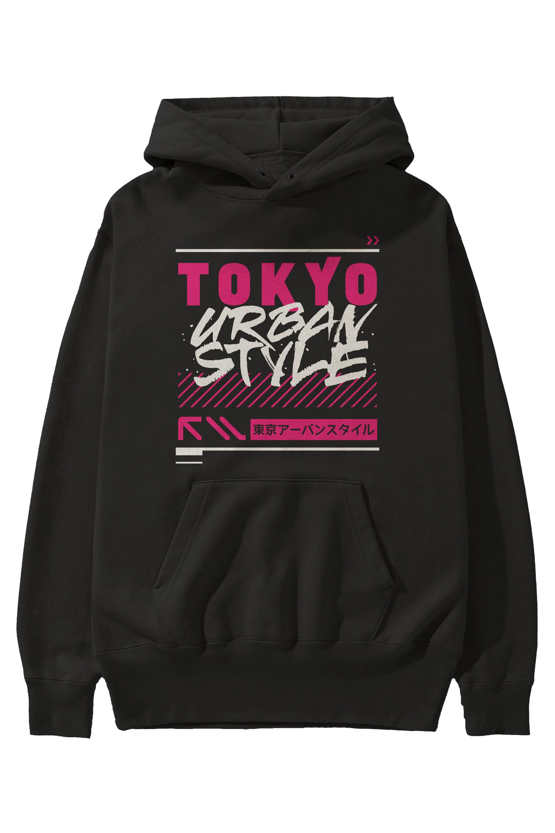 Tokyo Urban Style Ön Baskılı Hoodie Oversize Kapüşonlu Sweatshirt Erkek Kadın Unisex