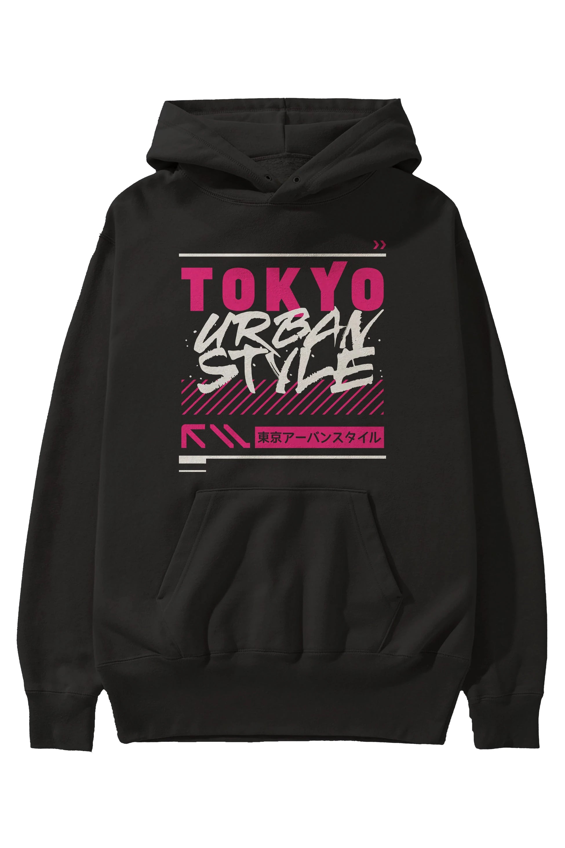 Tokyo Urban Style Ön Baskılı Hoodie Oversize Kapüşonlu Sweatshirt Erkek Kadın Unisex